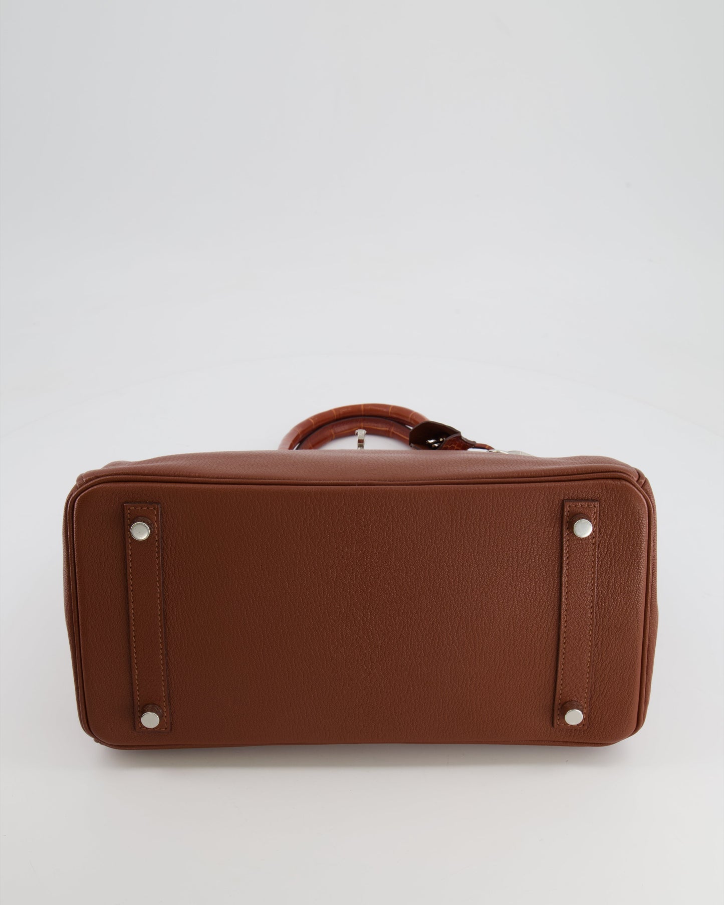 Hermes Birkin 30 Touch Bag in Noisette Chèvre Mysore and Etrusque Crocodile Niloticus Leather with Palladium Hardware