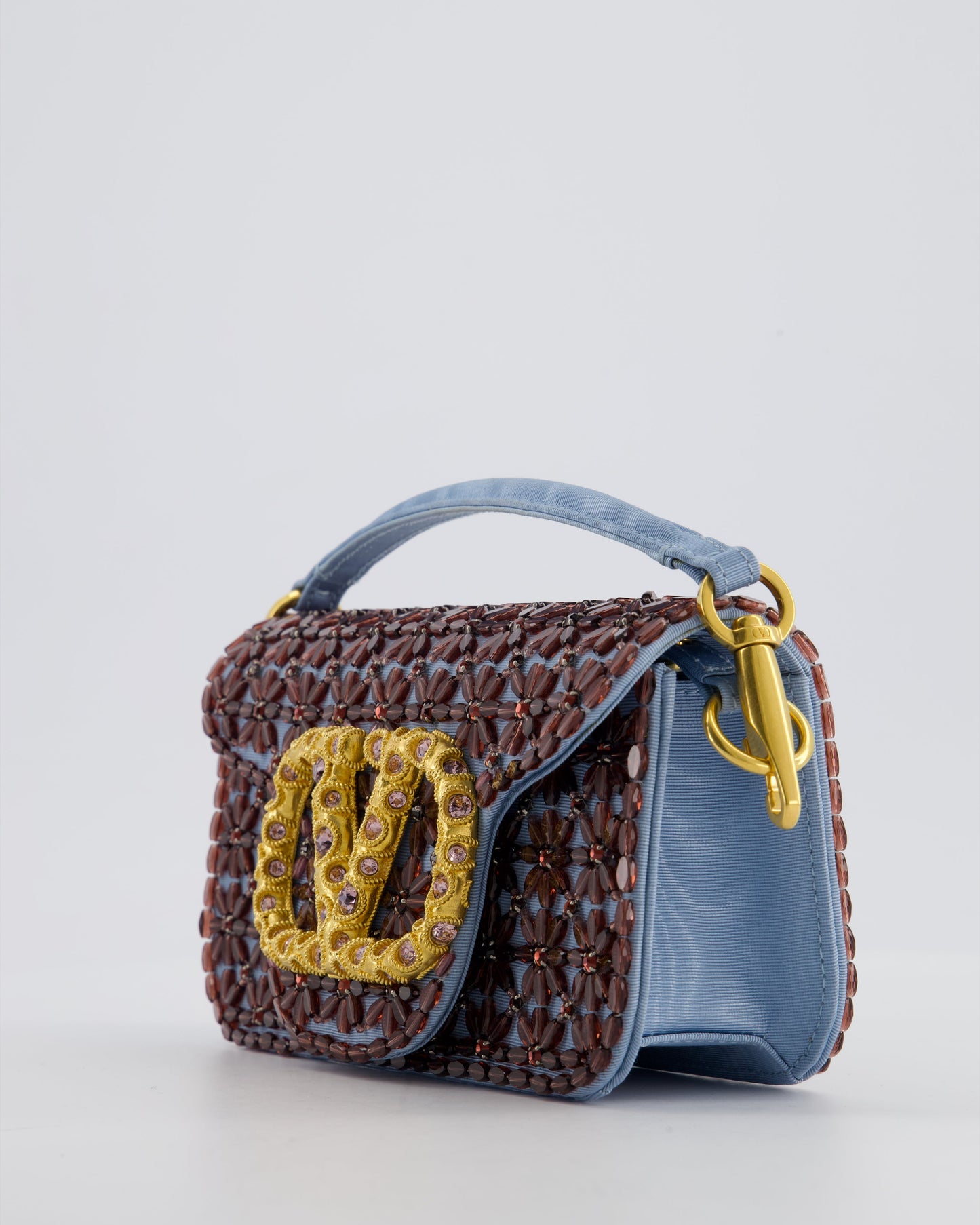 Valentino Multi Small Embroidered Loco Shoulder Bag with Gold tone Hardware