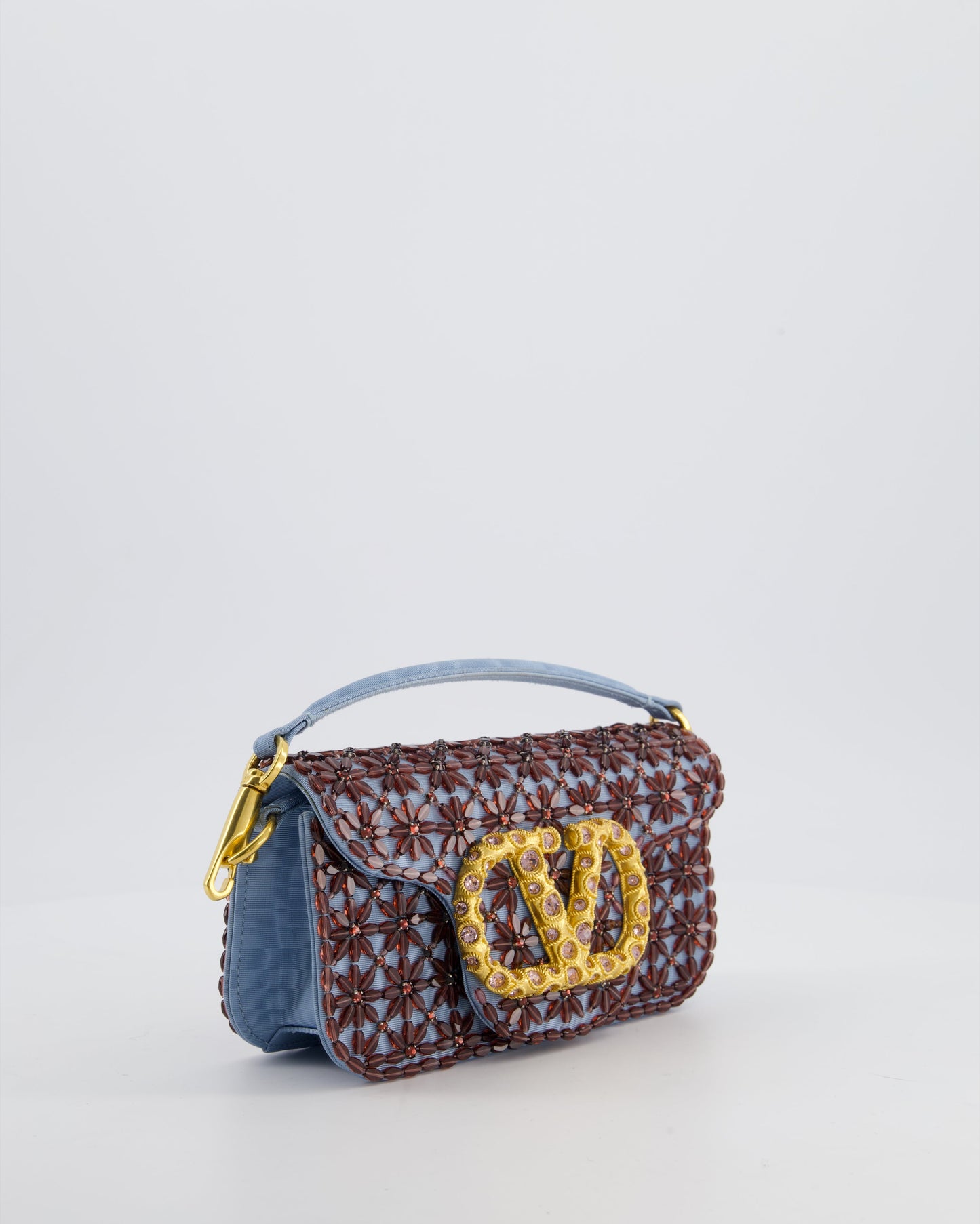 Valentino Multi Small Embroidered Loco Shoulder Bag with Gold tone Hardware