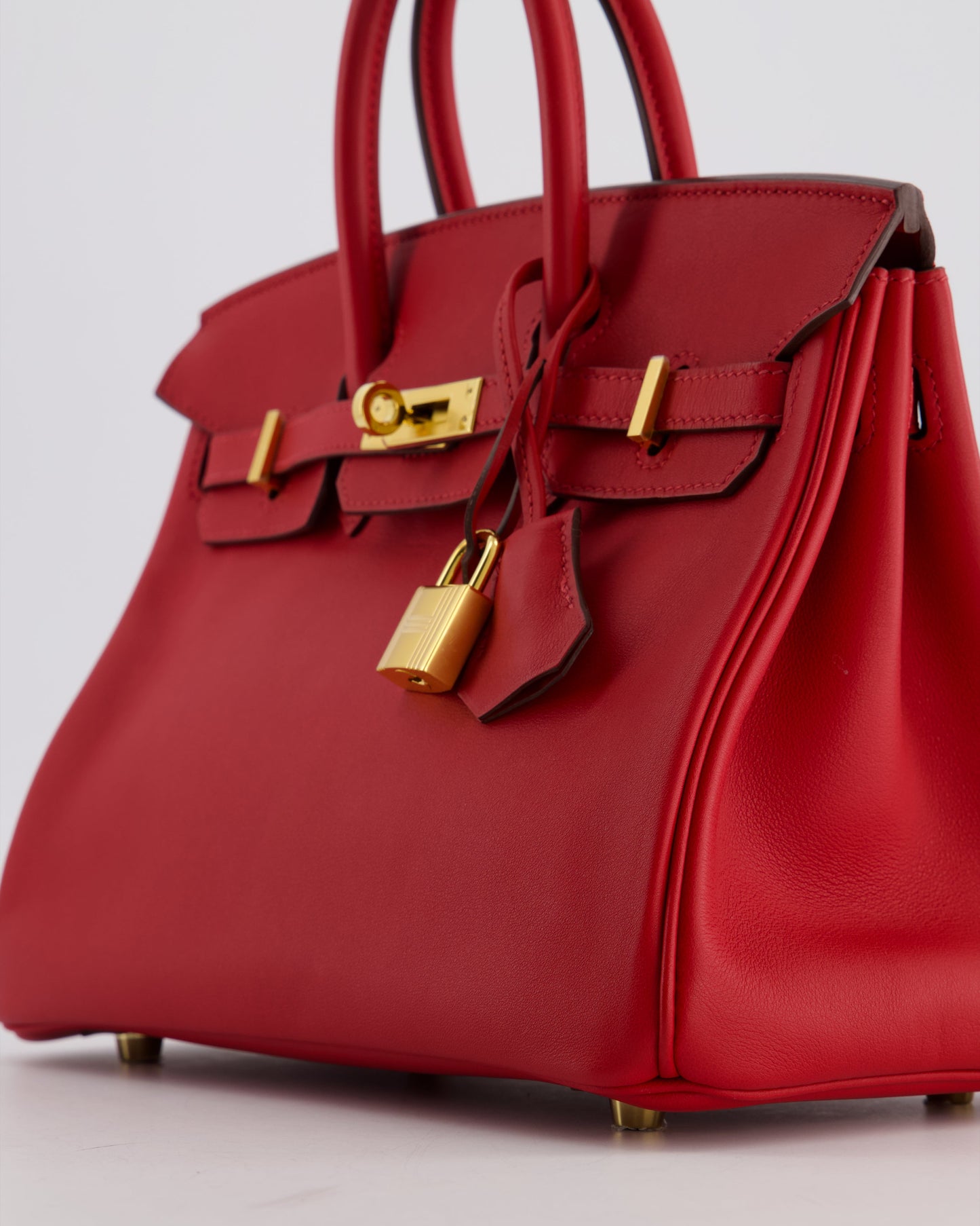 Hermes Birkin 25 Retourne Bag in Rouge Grenat Swift Leather with Gold Hardware