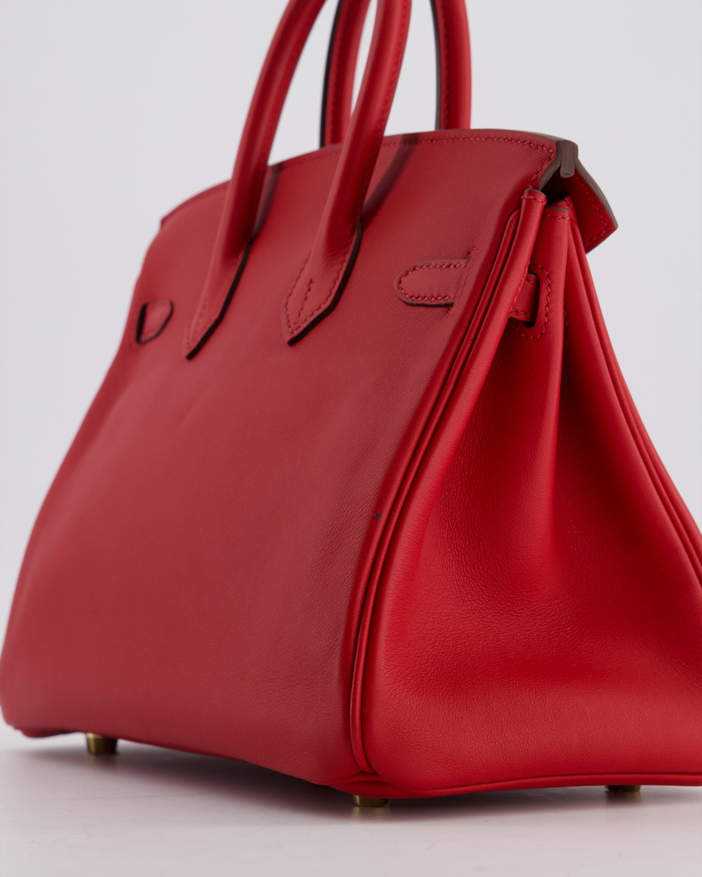 Hermes Birkin 25 Retourne Bag in Rouge Grenat Swift Leather with Gold Hardware