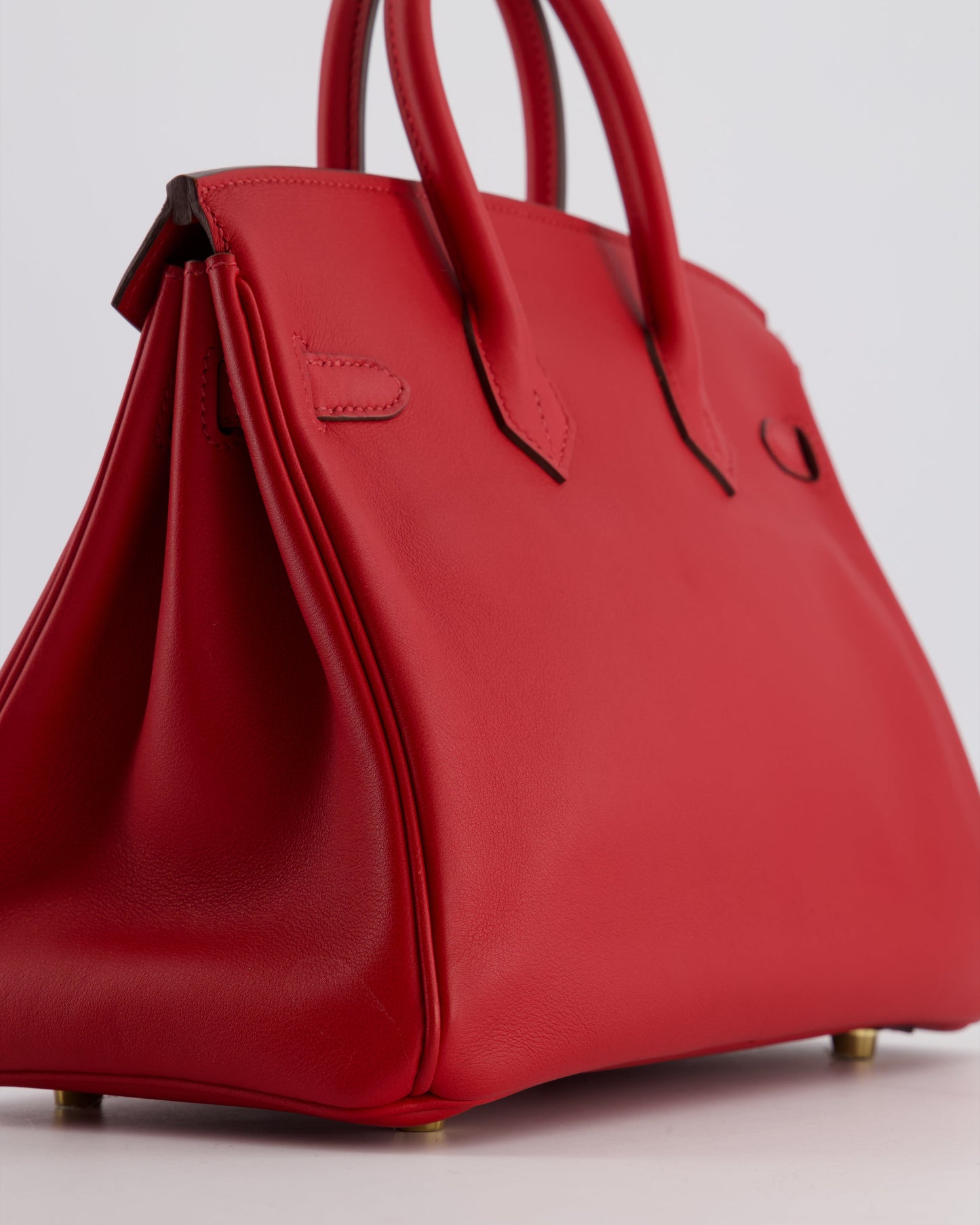 Hermes Birkin 25 Retourne Bag in Rouge Grenat Swift Leather with Gold Hardware