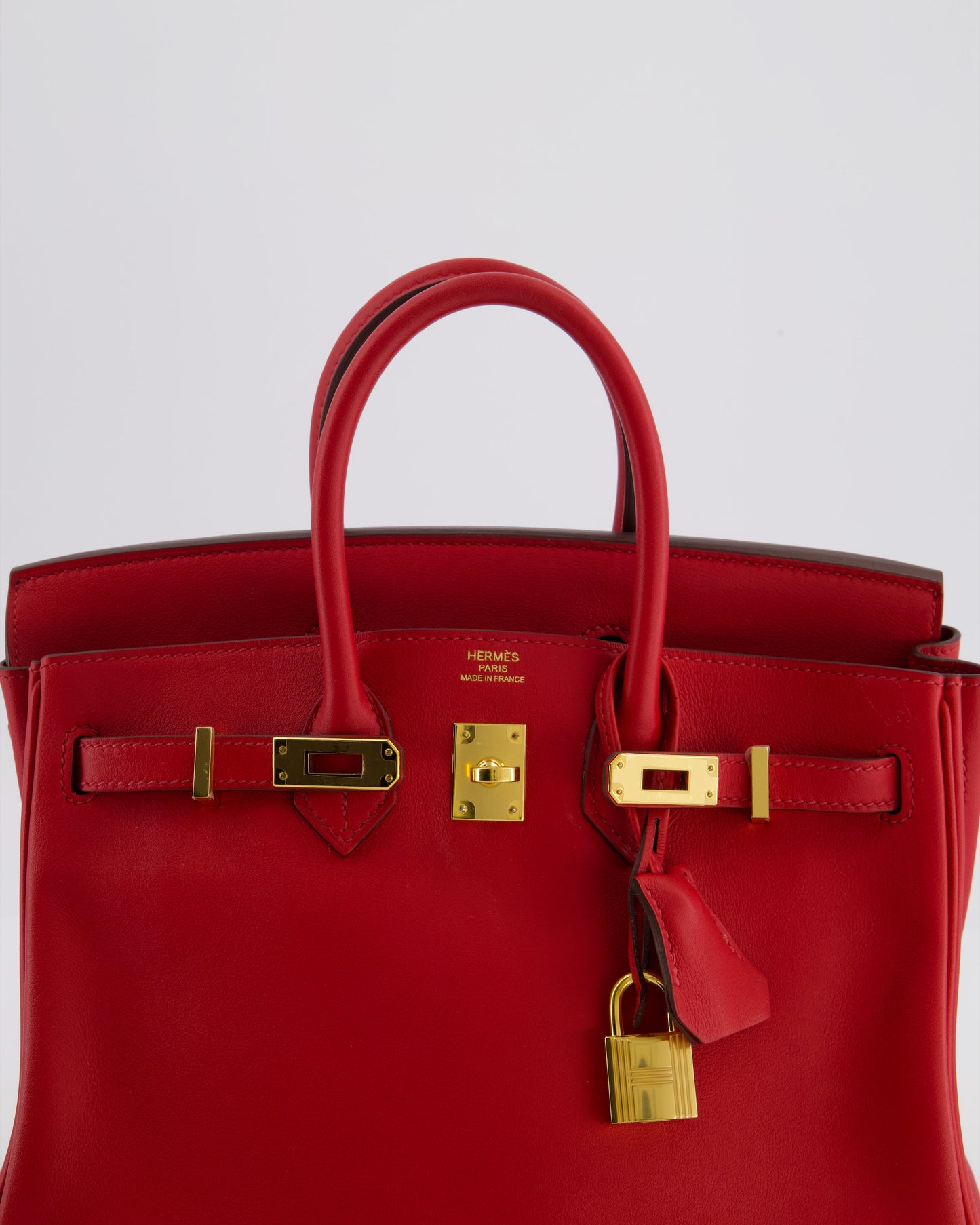 Hermes Birkin 25 Retourne Bag in Rouge Grenat Swift Leather with Gold Hardware