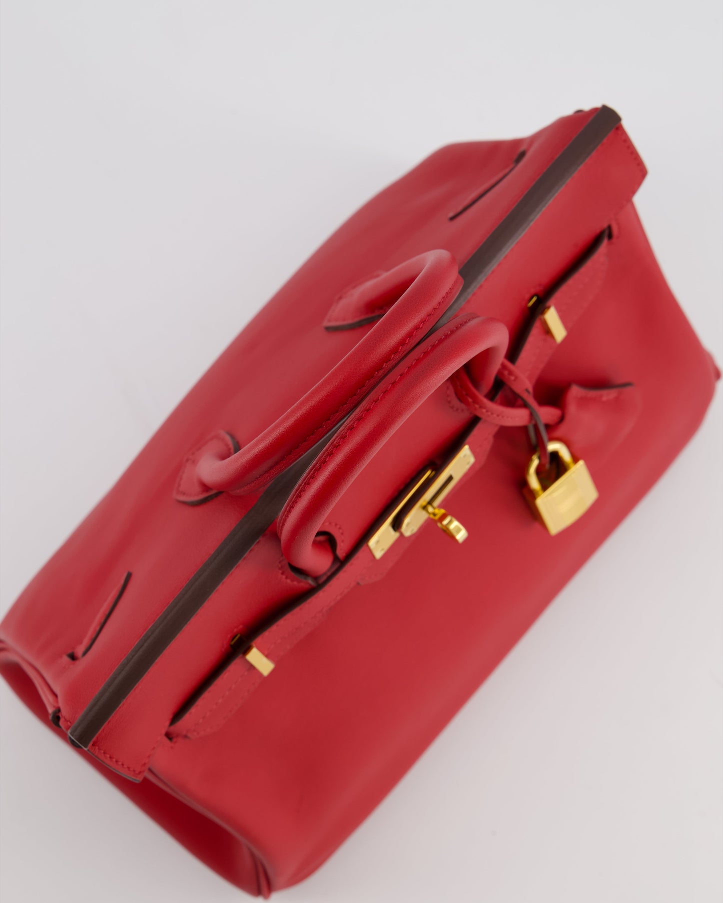 Hermes Birkin 25 Retourne Bag in Rouge Grenat Swift Leather with Gold Hardware