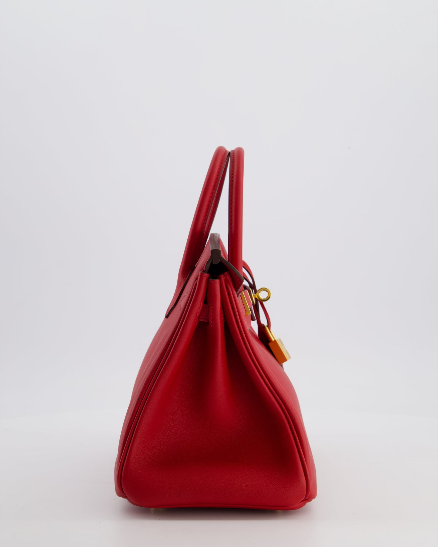 Hermes Birkin 25 Retourne Bag in Rouge Grenat Swift Leather with Gold Hardware