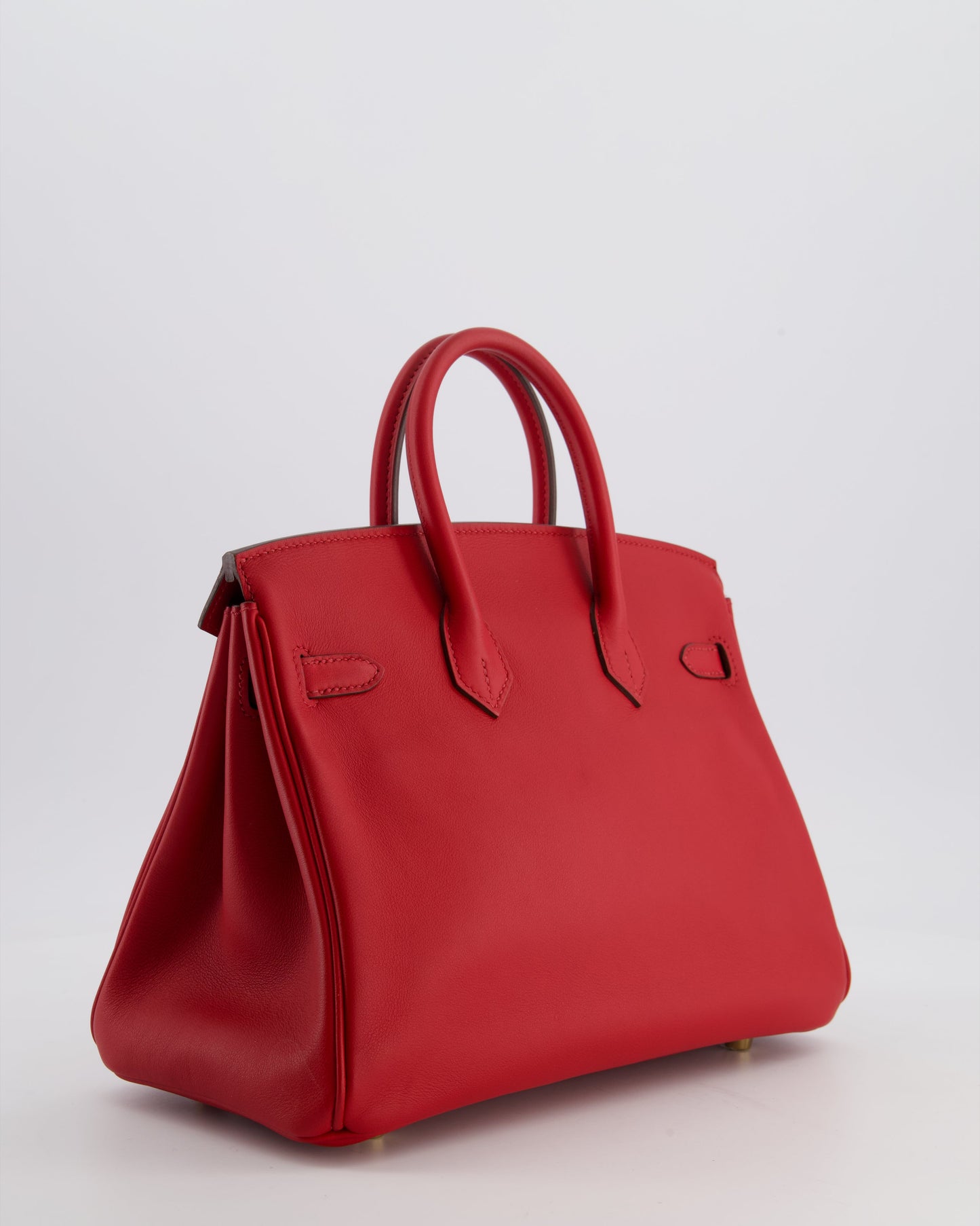 Hermes Birkin 25 Retourne Bag in Rouge Grenat Swift Leather with Gold Hardware