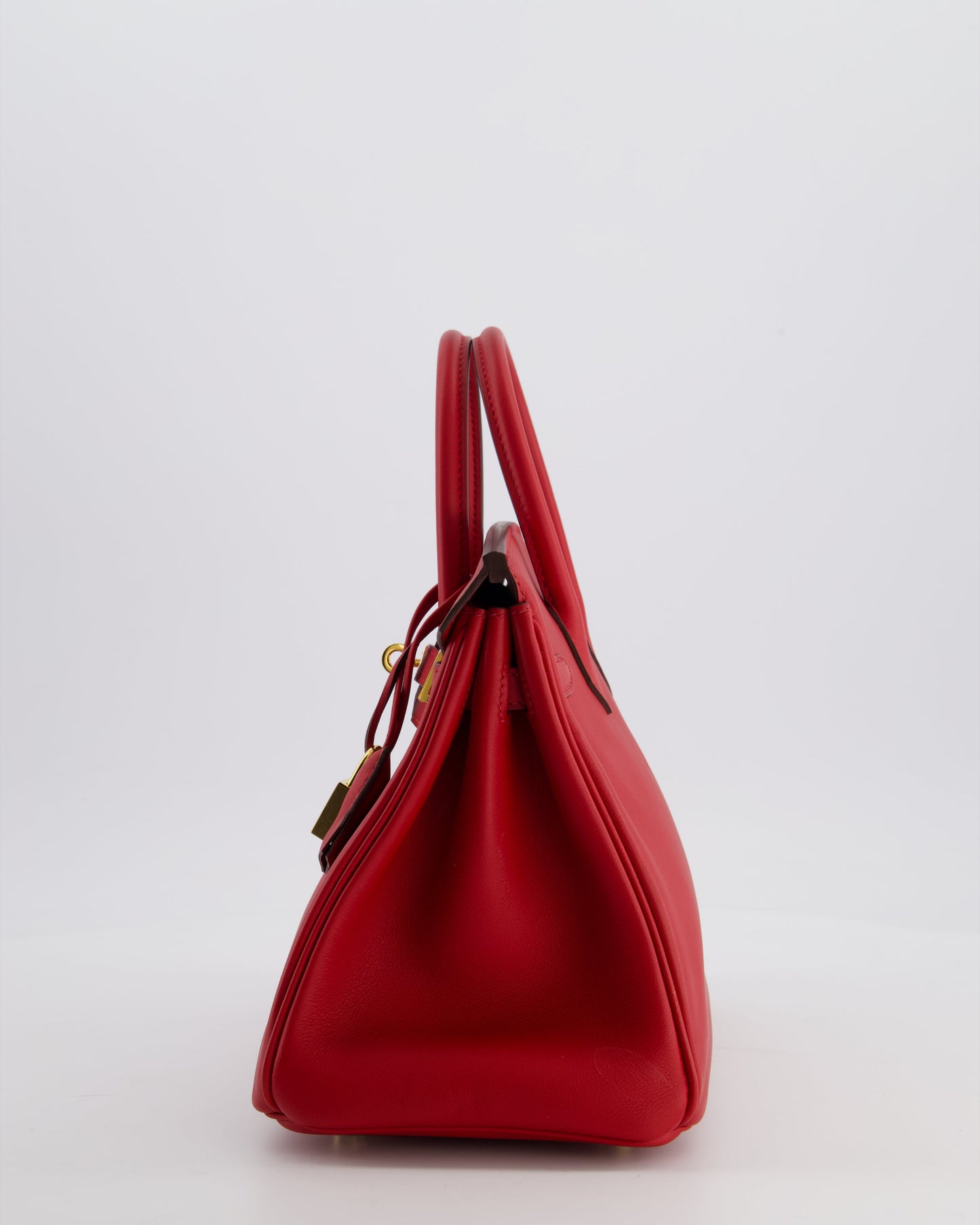 Hermes Birkin 25 Retourne Bag in Rouge Grenat Swift Leather with Gold Hardware
