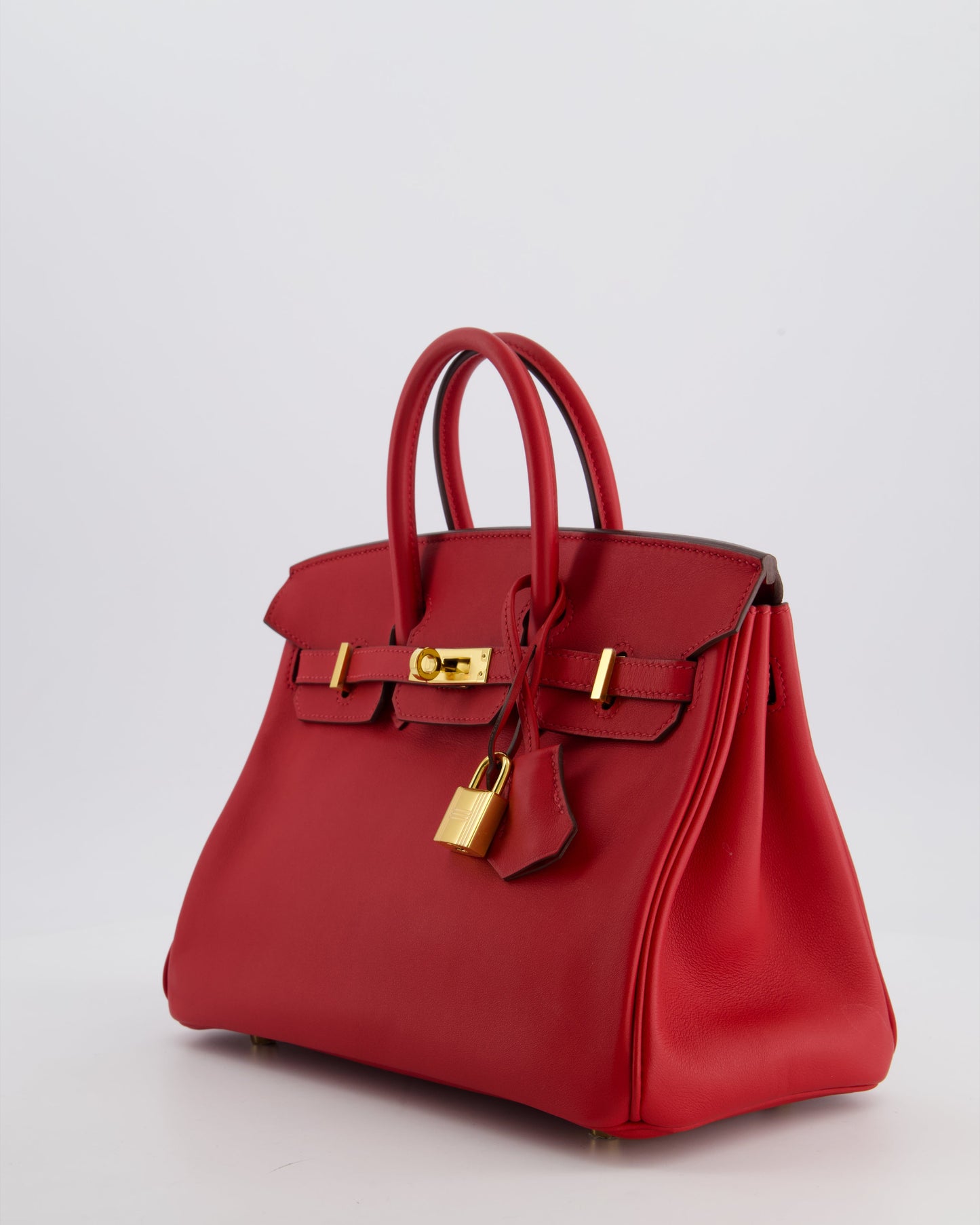 Hermes Birkin 25 Retourne Bag in Rouge Grenat Swift Leather with Gold Hardware