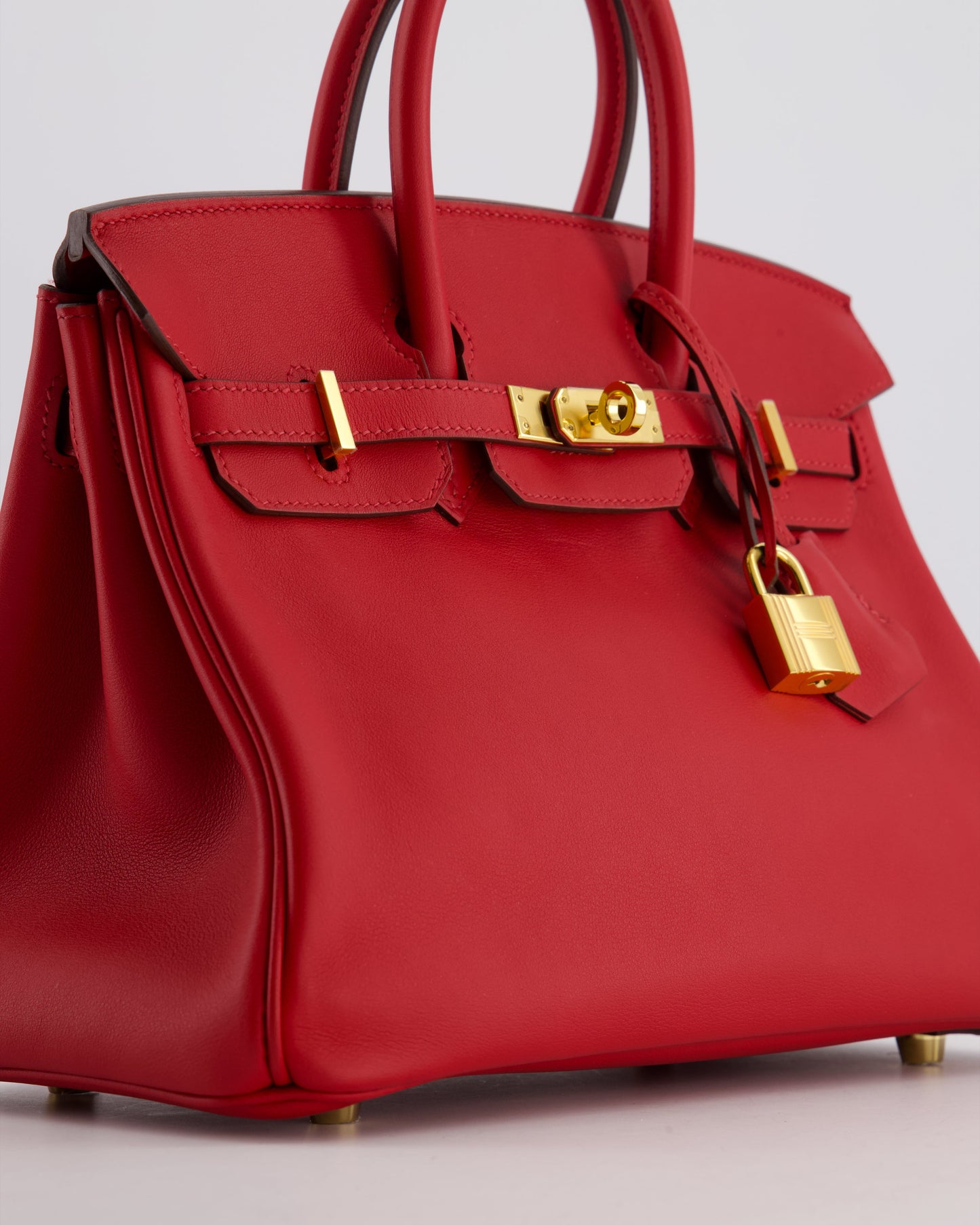 Hermes Birkin 25 Retourne Bag in Rouge Grenat Swift Leather with Gold Hardware
