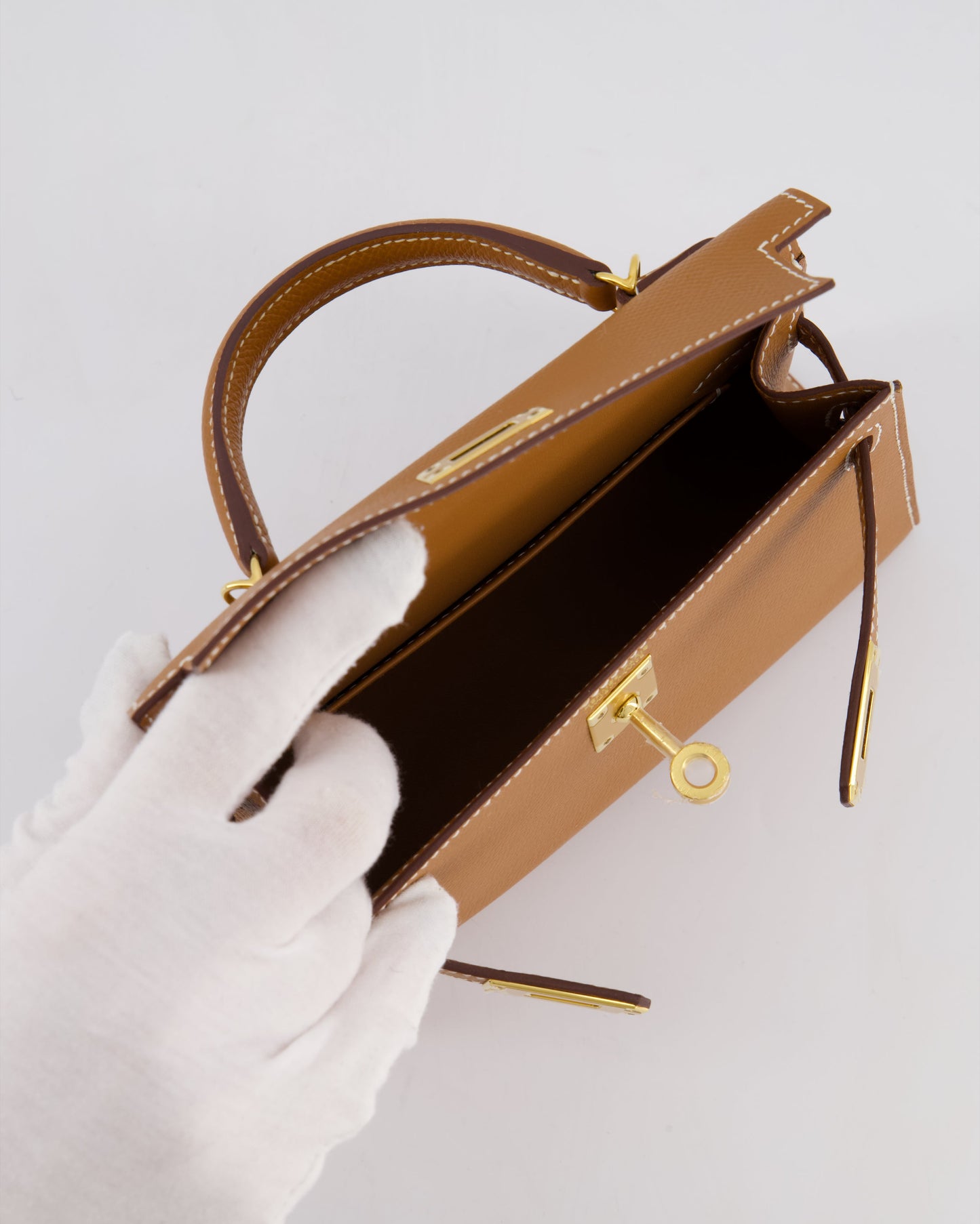 Hermes Mini Kelly II 20 Bag in Gold Epsom Leather with Gold Hardware