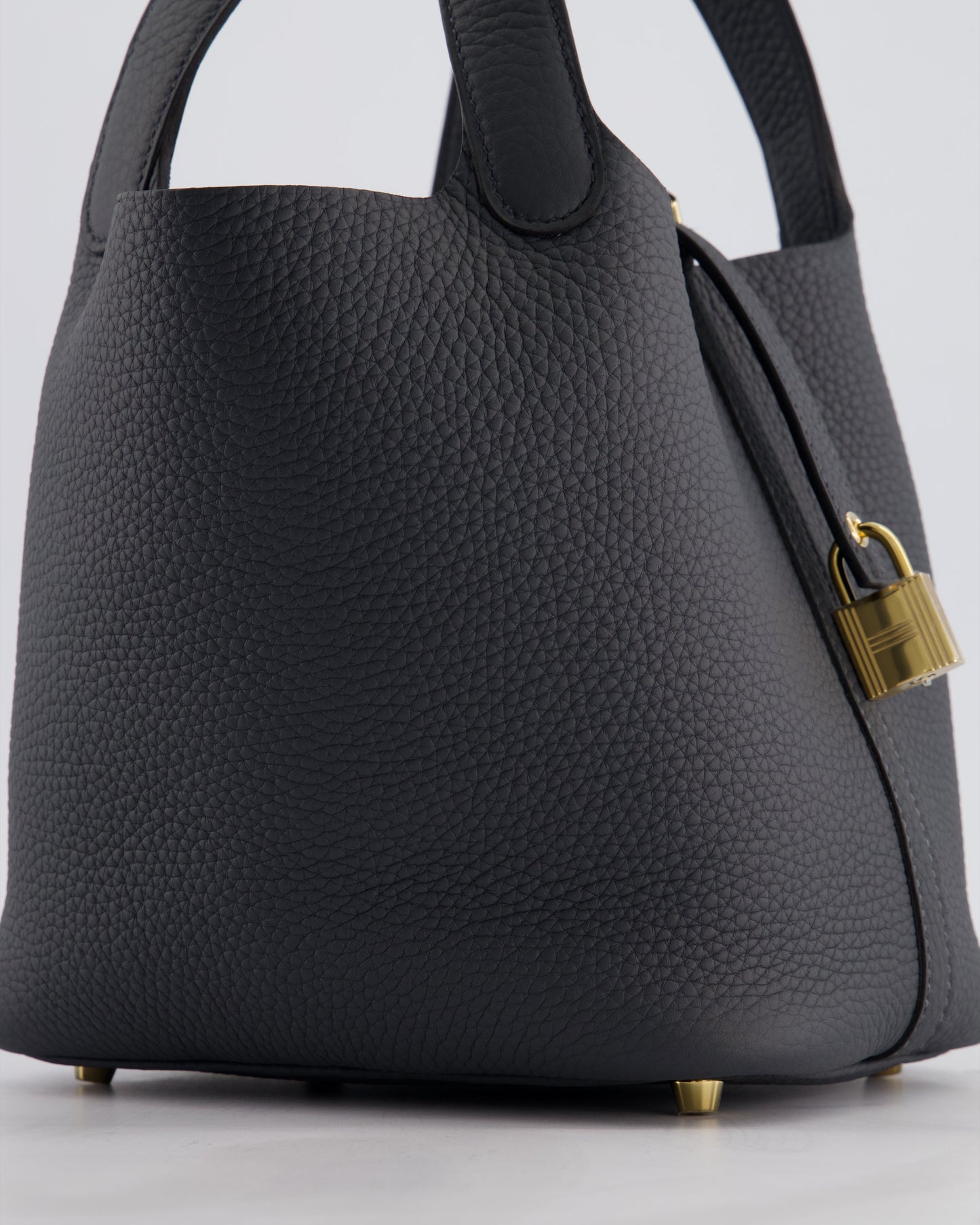 *HOT* Hermes Picotin Lock 18 Bag in Gris Misty Clemence Leather with Permabrass Hardware