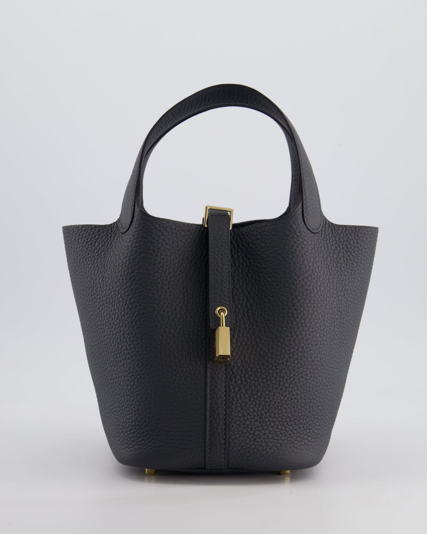 *HOT* Hermes Picotin Lock 18 Bag in Gris Misty Clemence Leather with Permabrass Hardware