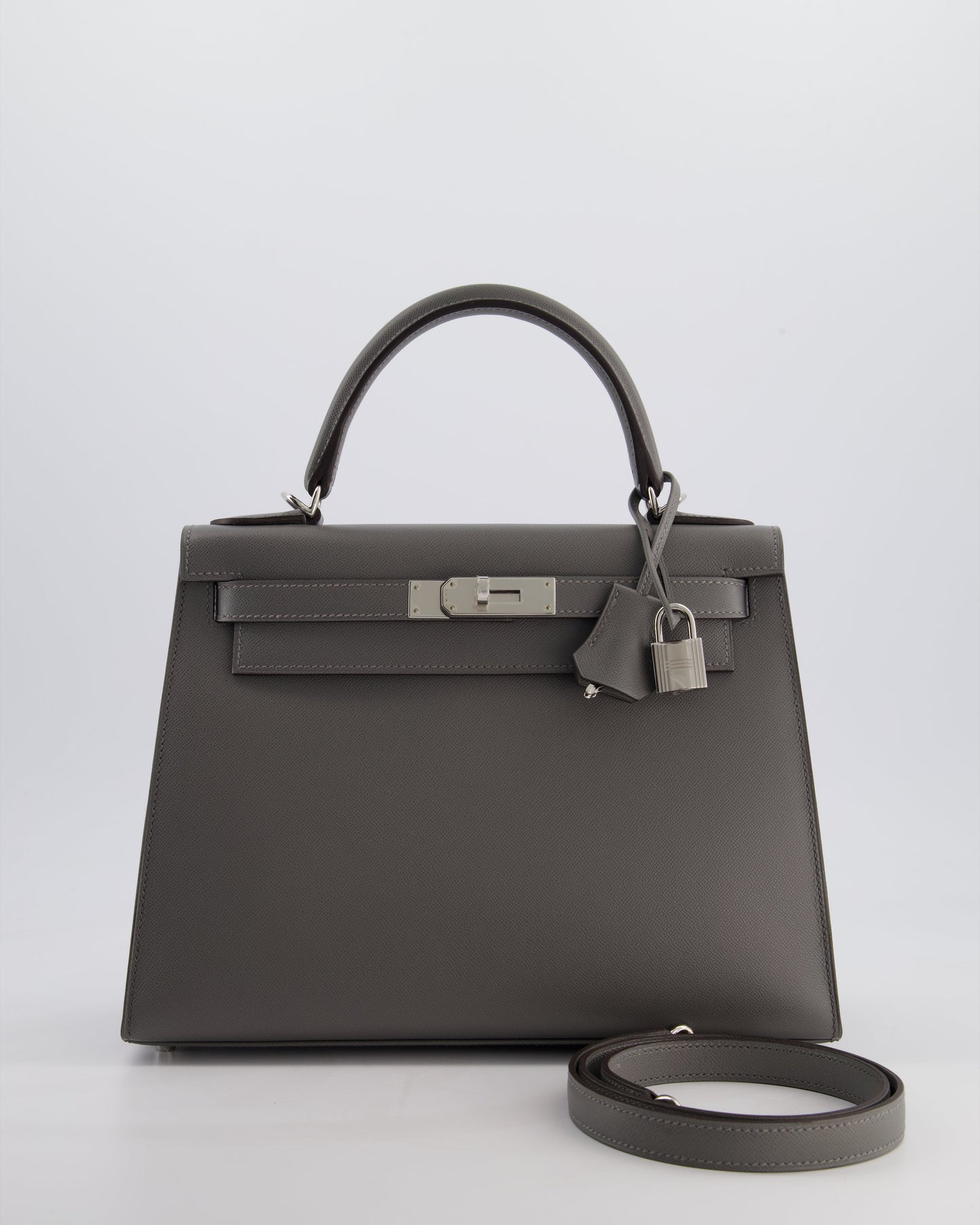 *RARE* Hermes Kelly 28 Sellier Bag in Gris Meyer Madame Leather with Palladium Hardware