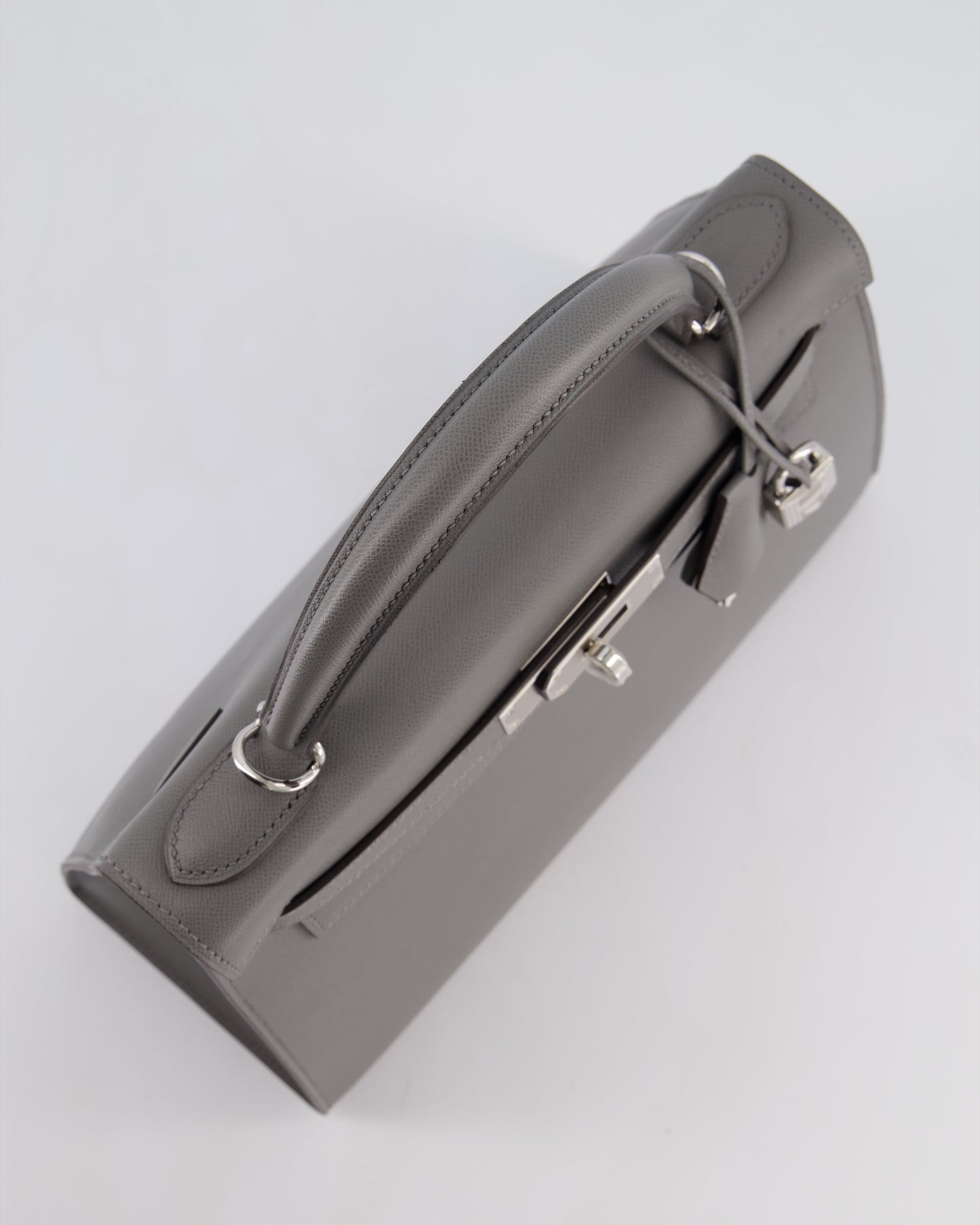 *RARE* Hermes Kelly 28 Sellier Bag in Gris Meyer Madame Leather with Palladium Hardware