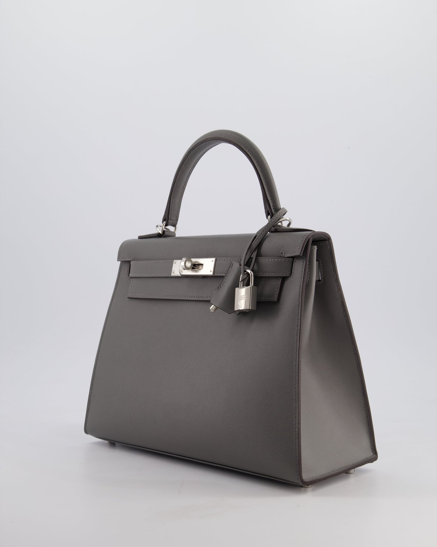 *RARE* Hermes Kelly 28 Sellier Bag in Gris Meyer Madame Leather with Palladium Hardware