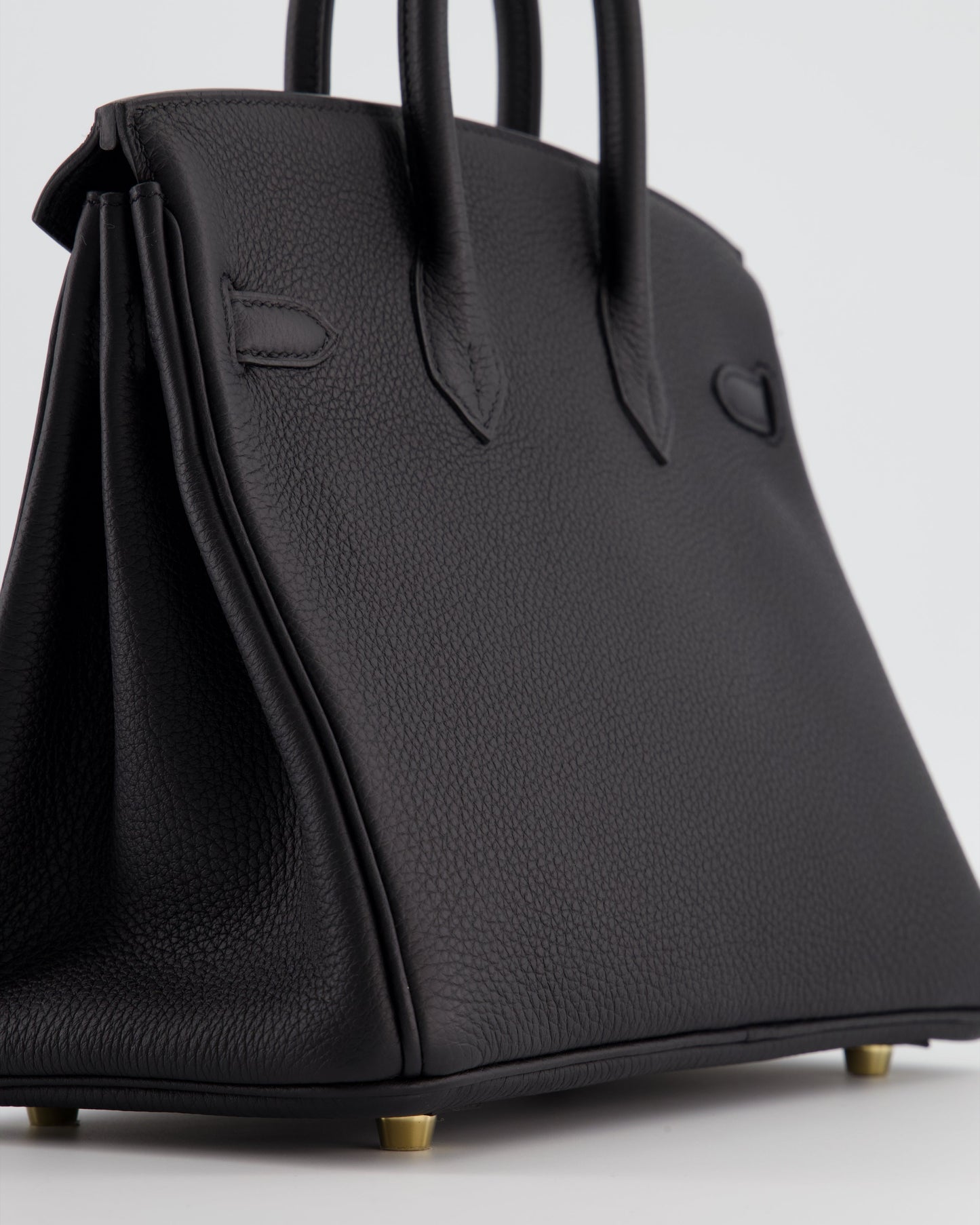 *RARE* Hermes Birkin 25 Retourne Bag in Noir Togo Leather with Gold Hardware
