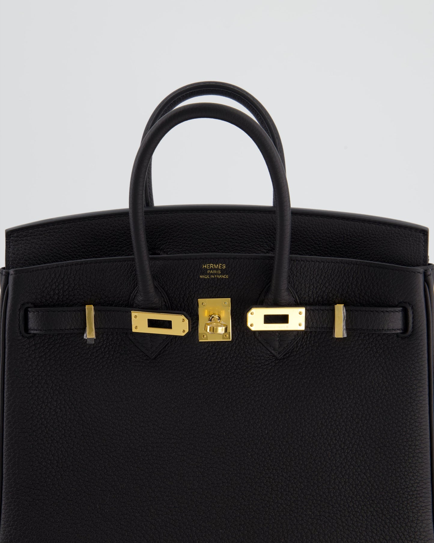 *RARE* Hermes Birkin 25 Retourne Bag in Noir Togo Leather with Gold Hardware