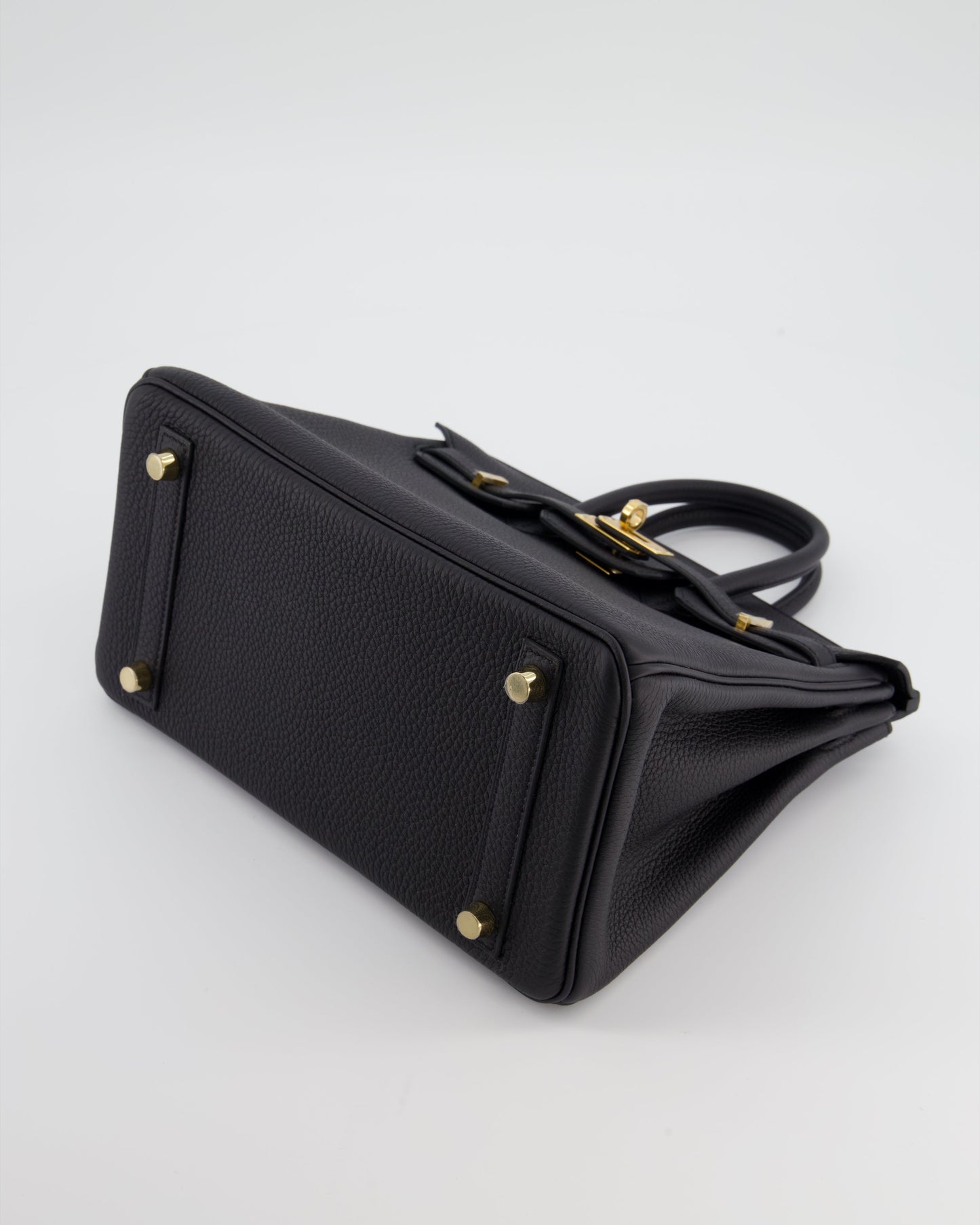 *RARE* Hermes Birkin 25 Retourne Bag in Noir Togo Leather with Gold Hardware