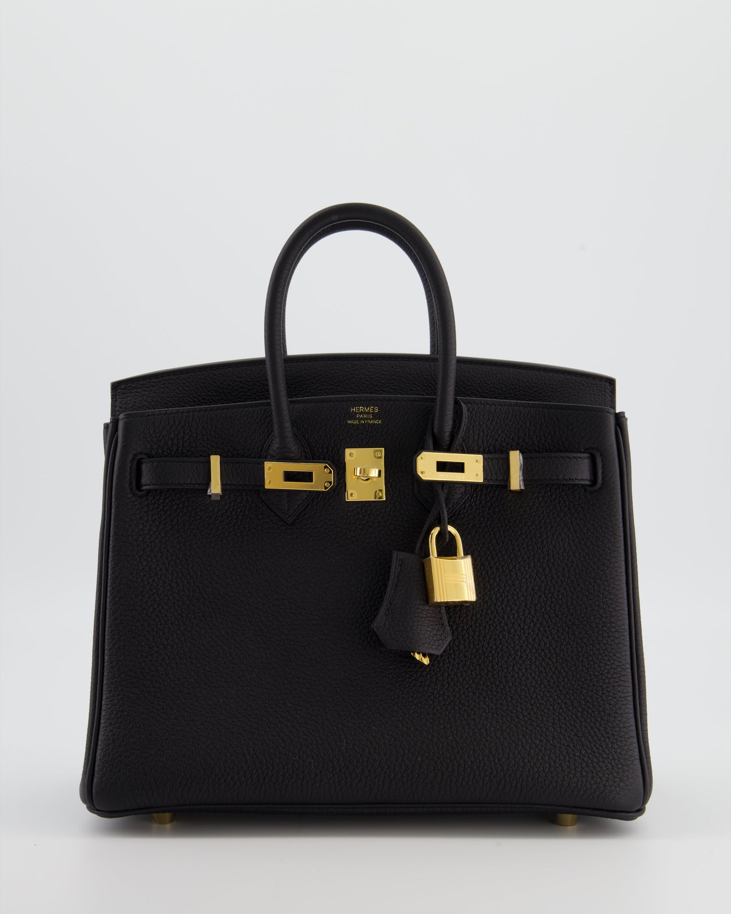 *RARE* Hermes Birkin 25 Retourne Bag in Noir Togo Leather with Gold Hardware