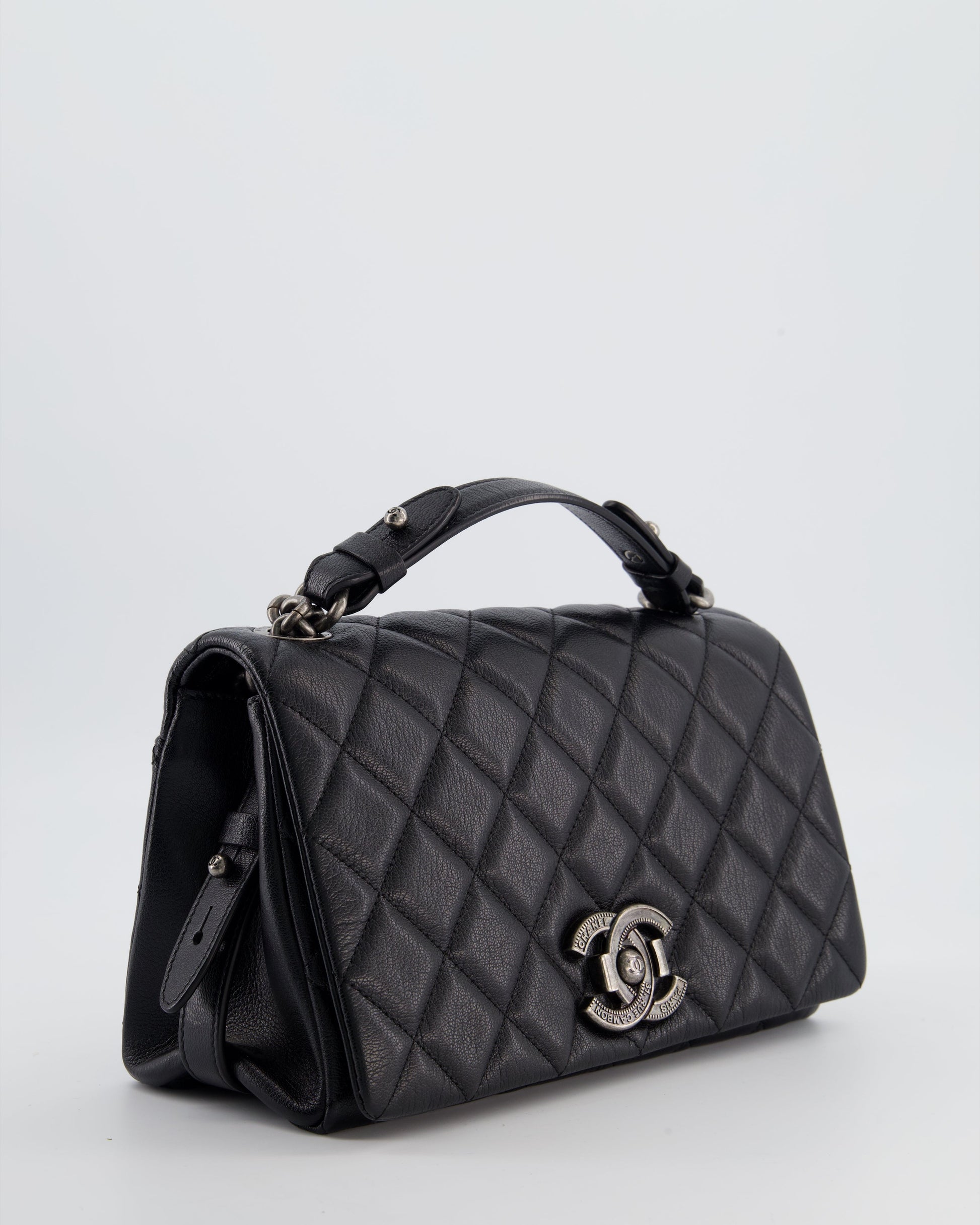 Chanel Black City Rock Bag in Goatskin Leather with Ruthenium Hardware