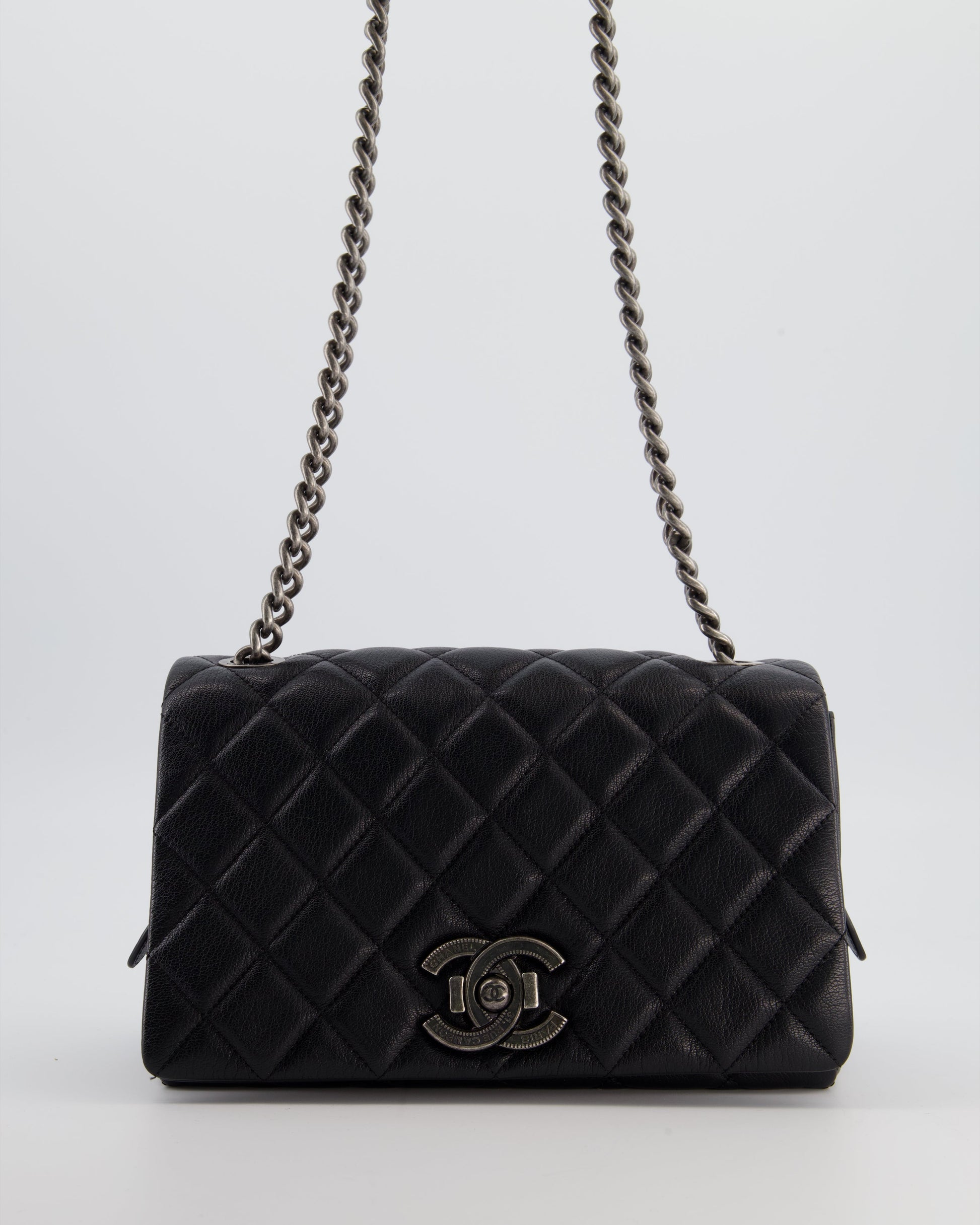 Chanel Black City Rock Bag in Goatskin Leather with Ruthenium Hardware