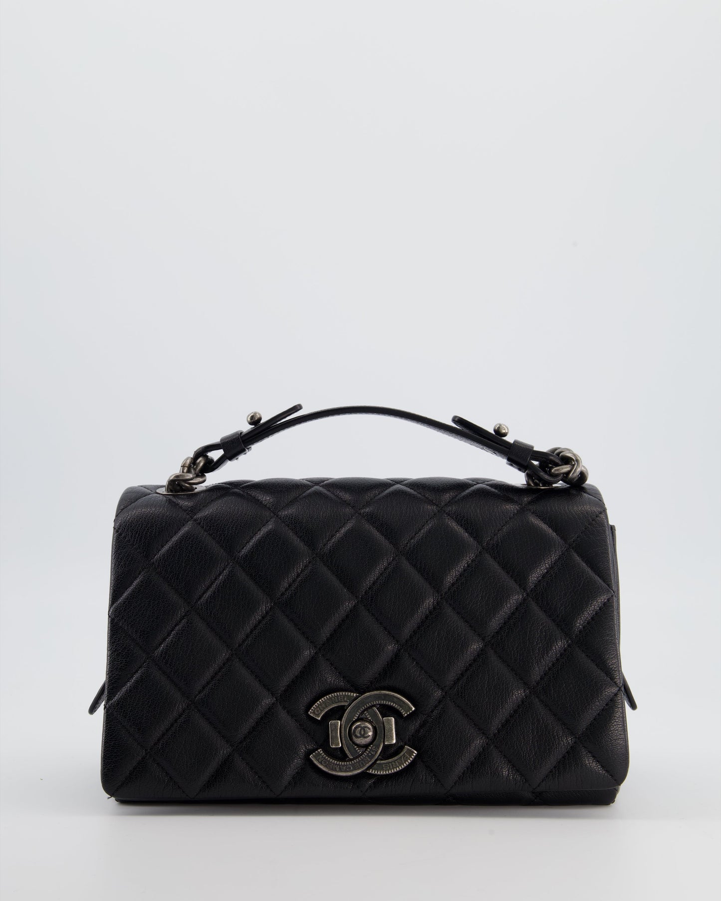 Chanel Black City Rock Bag in Goatskin Leather with Ruthenium Hardware