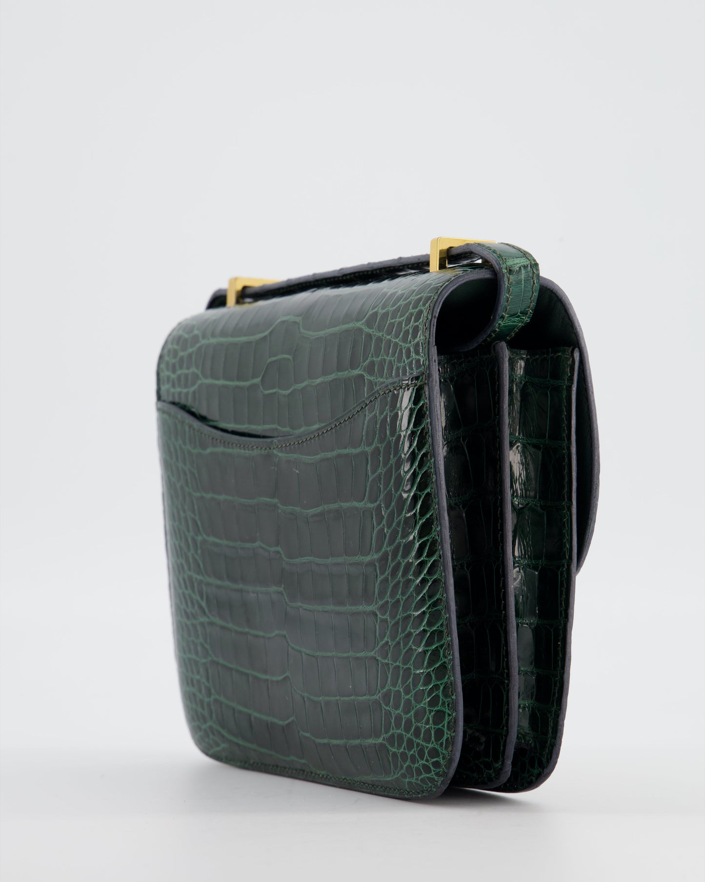 Hermes Constance III 18 Bag in Shiny Alligator Vert Fonce with Gold Hardware