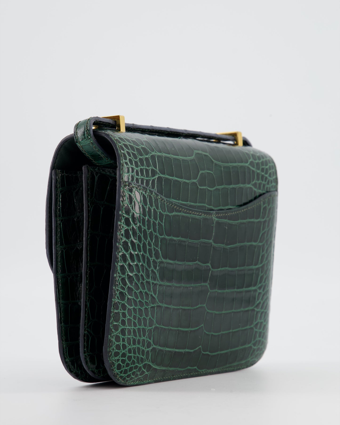 Hermes Constance III 18 Bag in Shiny Alligator Vert Fonce with Gold Hardware