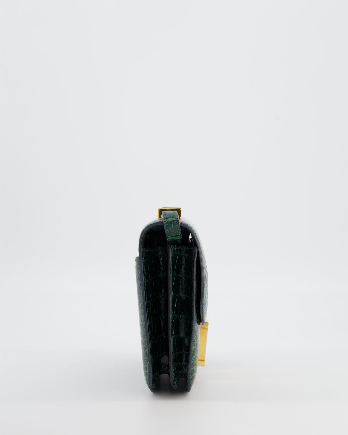 Hermes Constance III 18 Bag in Shiny Alligator Vert Fonce with Gold Hardware