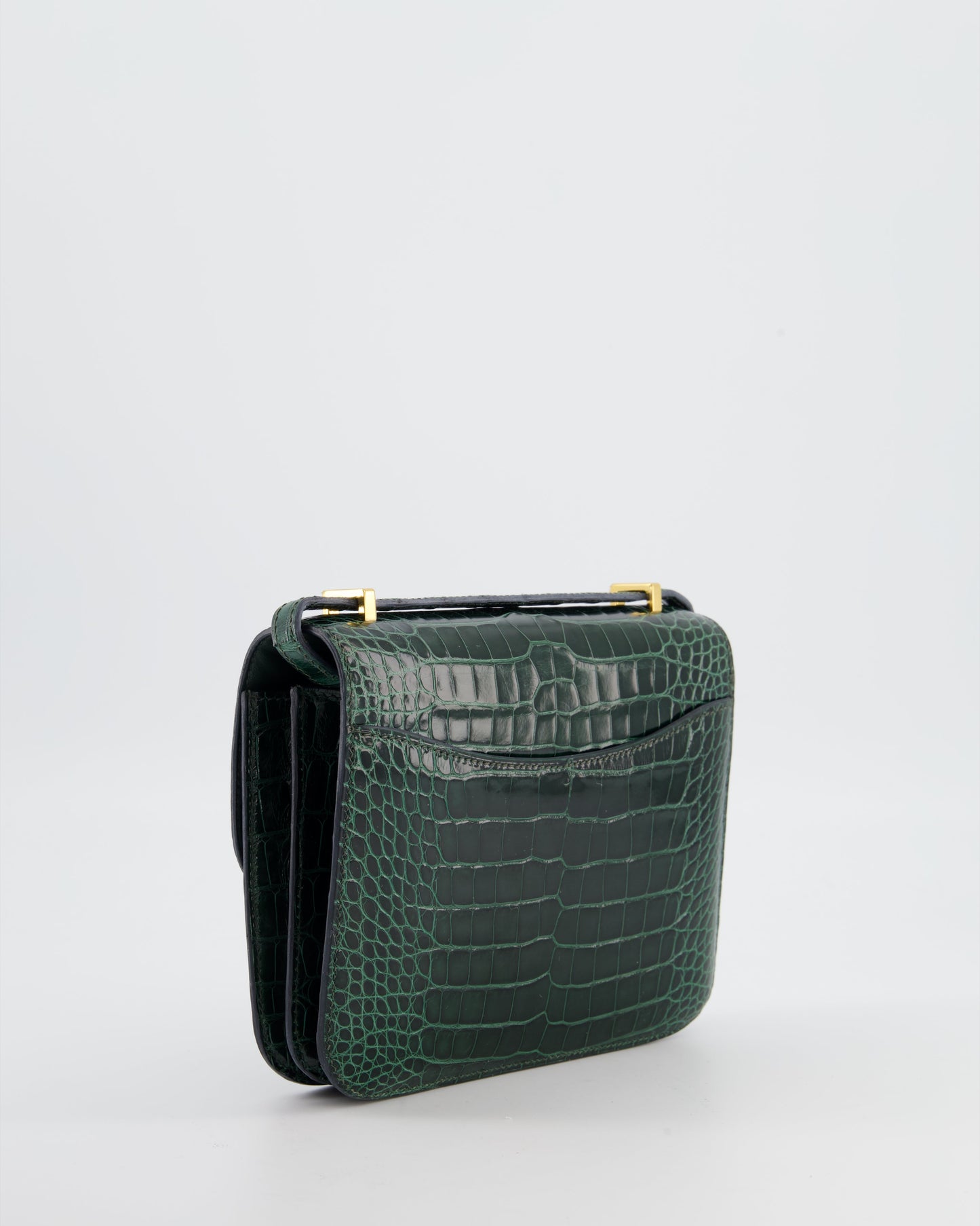 Hermes Constance III 18 Bag in Shiny Alligator Vert Fonce with Gold Hardware
