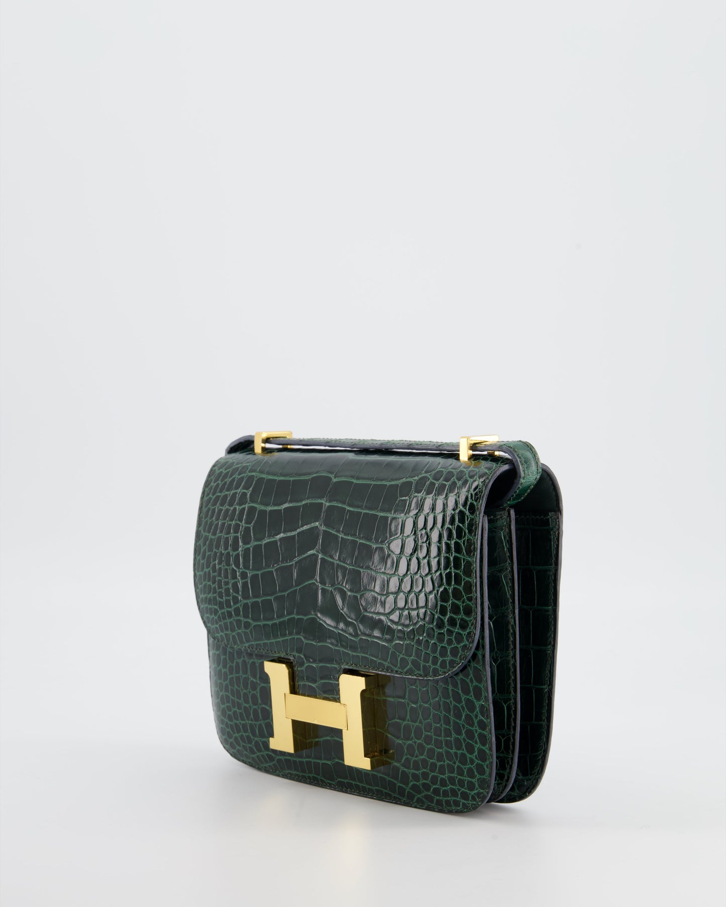 Hermes Constance III 18 Bag in Shiny Alligator Vert Fonce with Gold Hardware