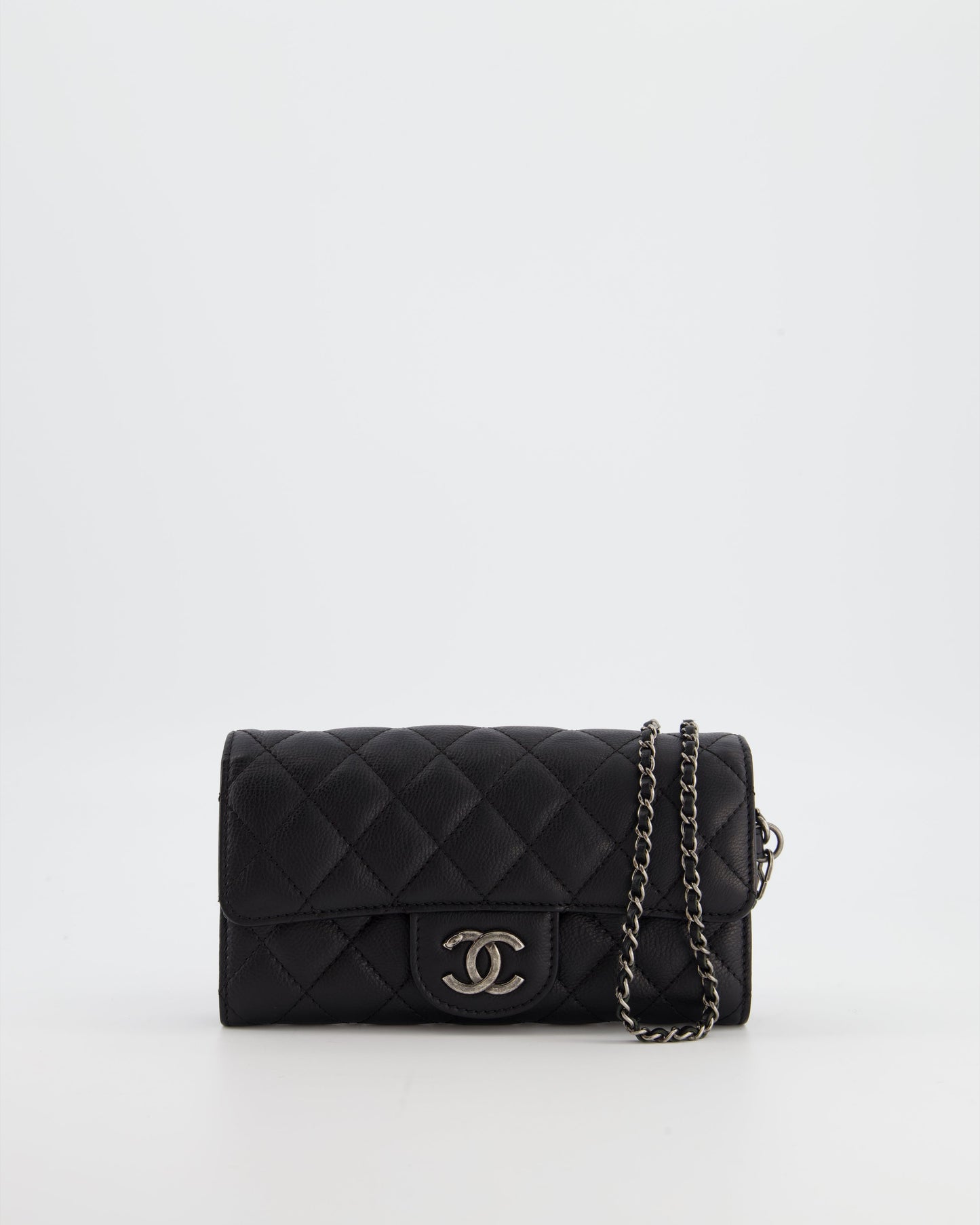 Chanel Black Clutch Wallet in Caviar Leather with Ruthenium Hardware