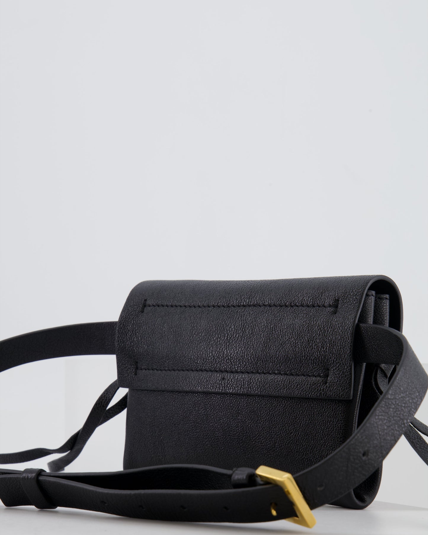 Valentino Black Leather VSling Belt Bag with Gold Logo