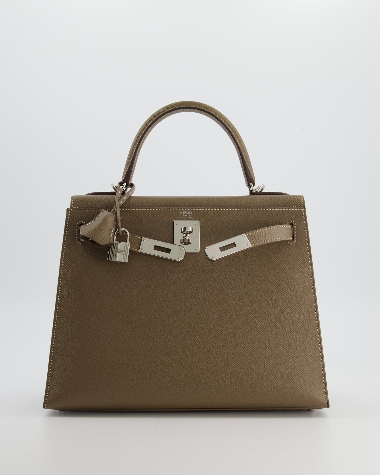 Hermes Kelly 28 Sellier Bag in Etoupe Epsom Leather with Palladium Hardware