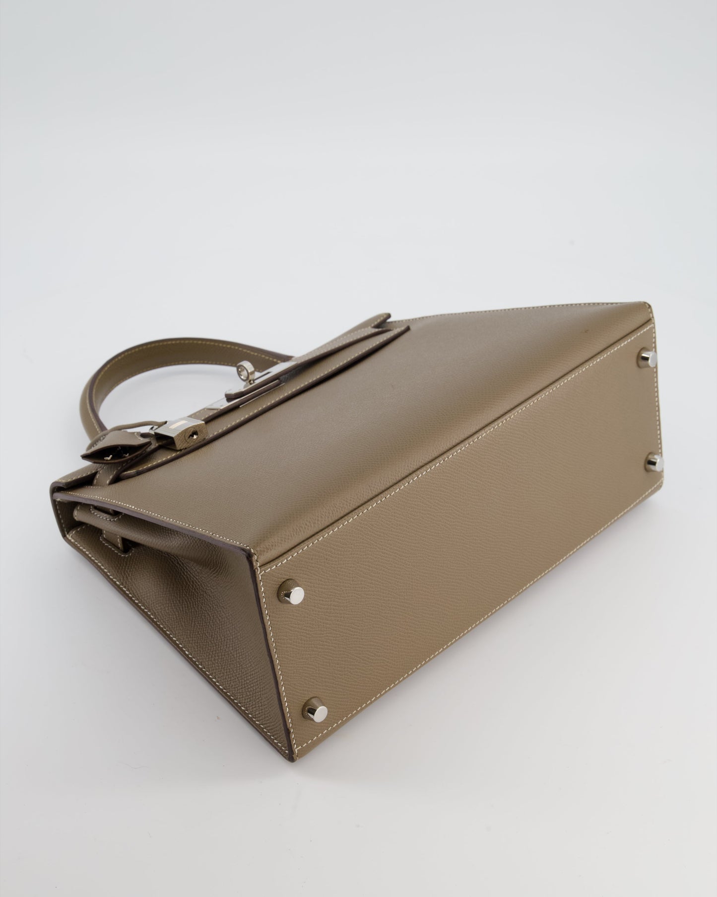 Hermes Kelly 28 Sellier Bag in Etoupe Epsom Leather with Palladium Hardware