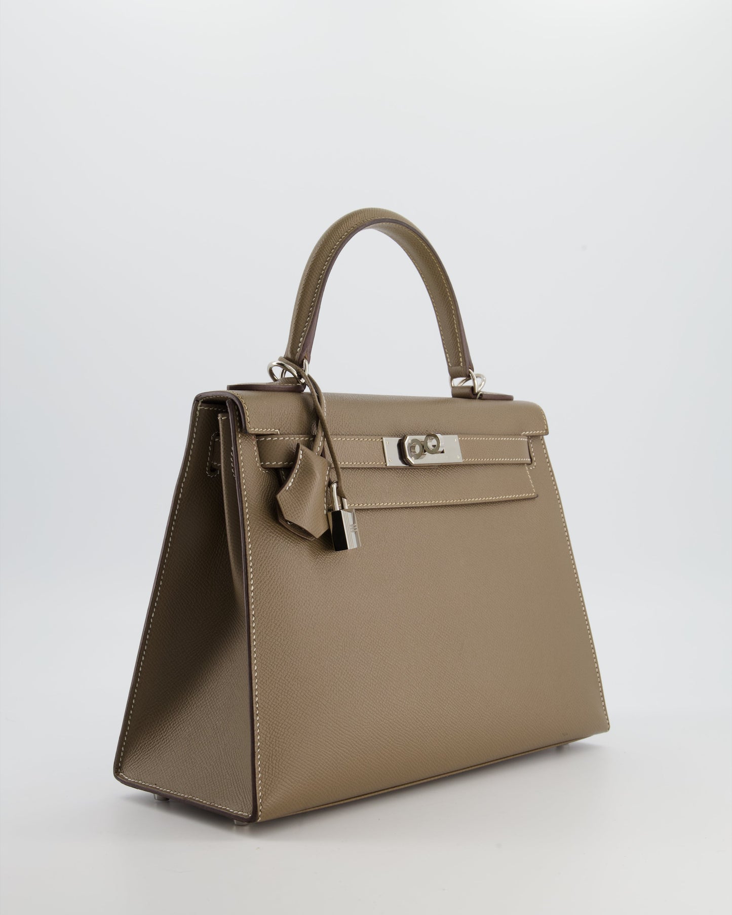 Hermes Kelly 28 Sellier Bag in Etoupe Epsom Leather with Palladium Hardware