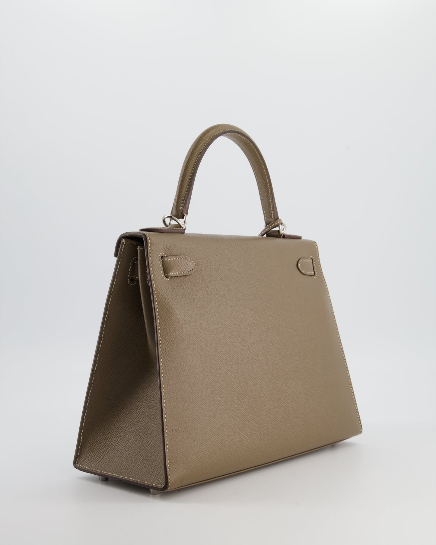 Hermes Kelly 28 Sellier Bag in Etoupe Epsom Leather with Palladium Hardware