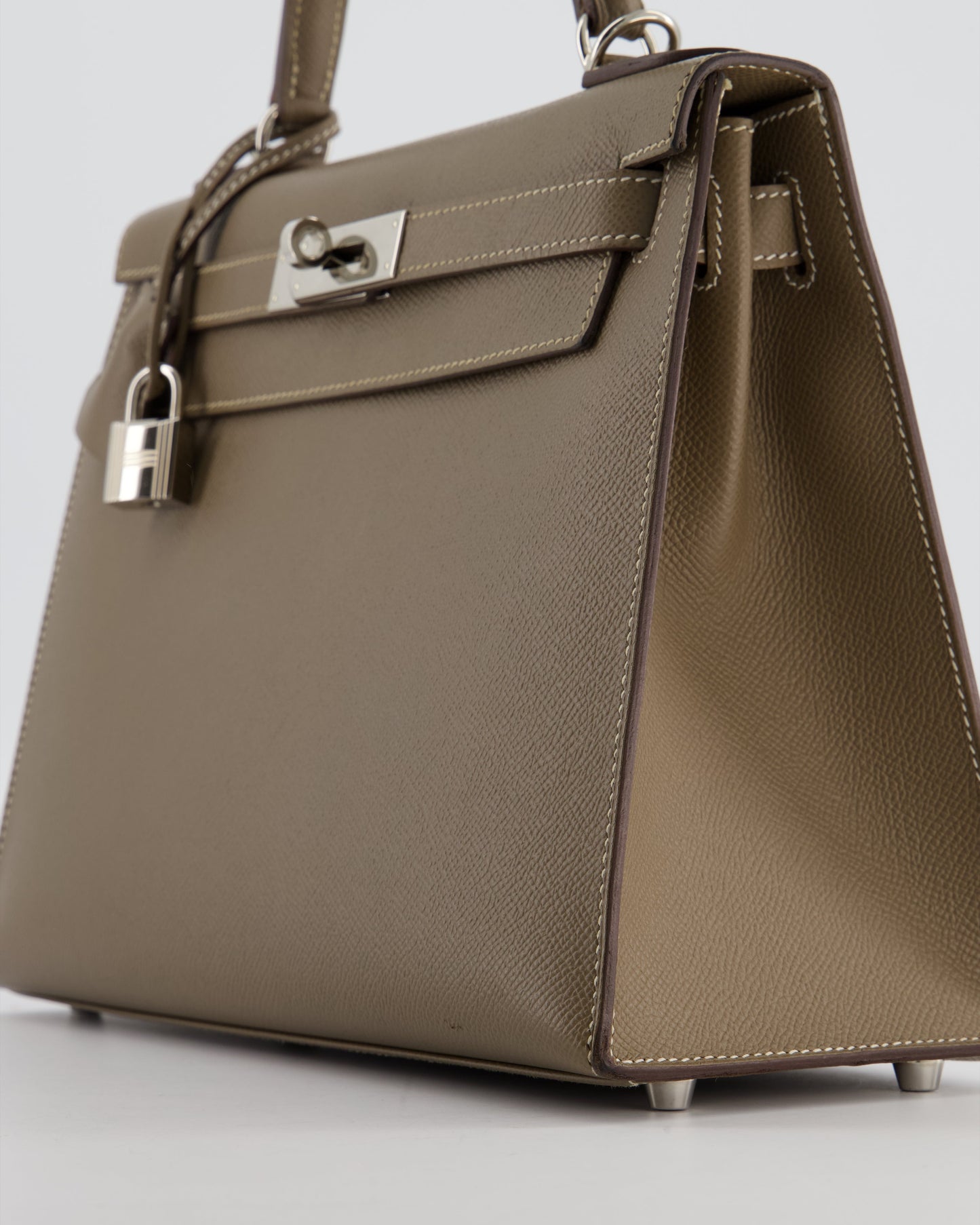 Hermes Kelly 28 Sellier Bag in Etoupe Epsom Leather with Palladium Hardware