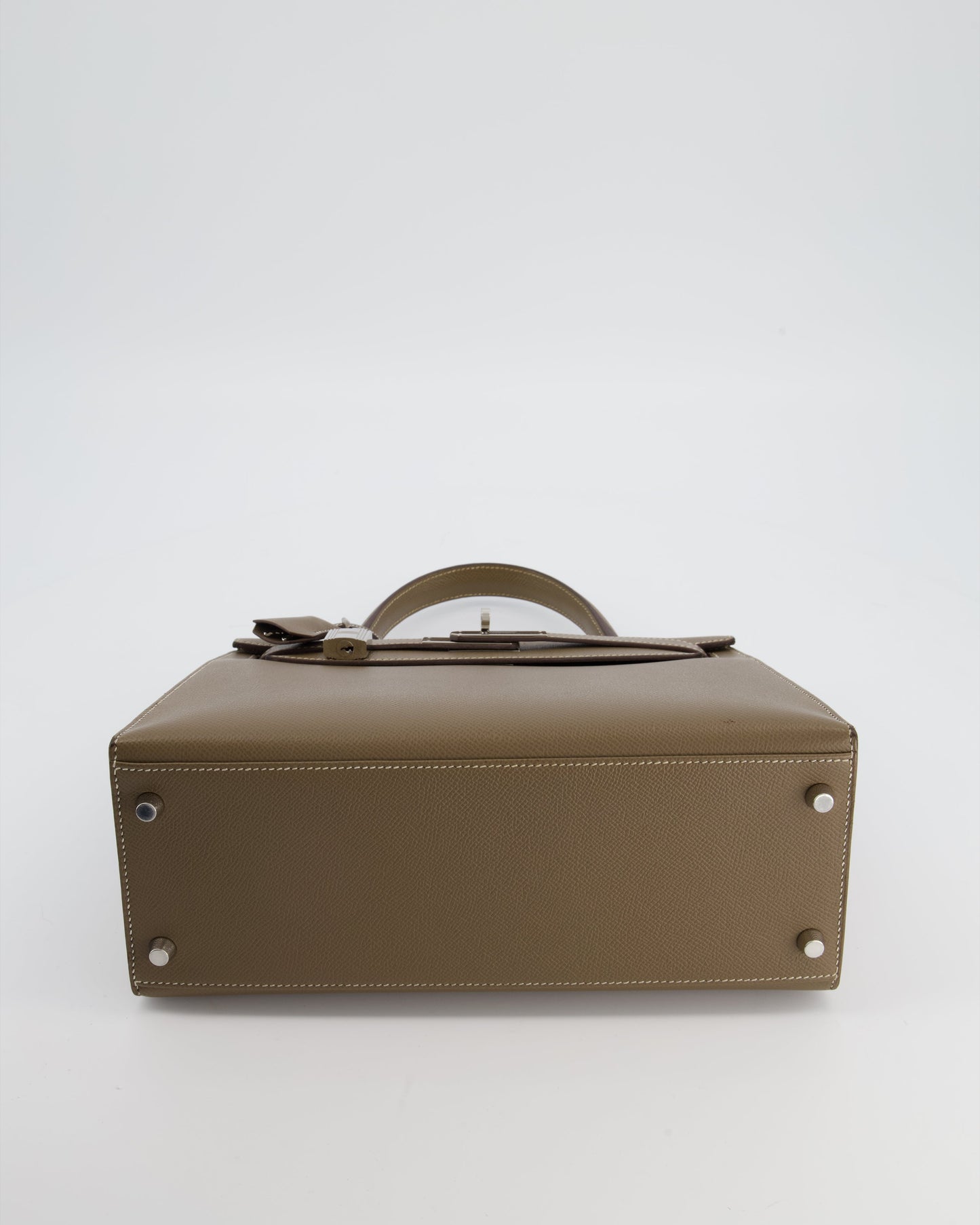 Hermes Kelly 28 Sellier Bag in Etoupe Epsom Leather with Palladium Hardware