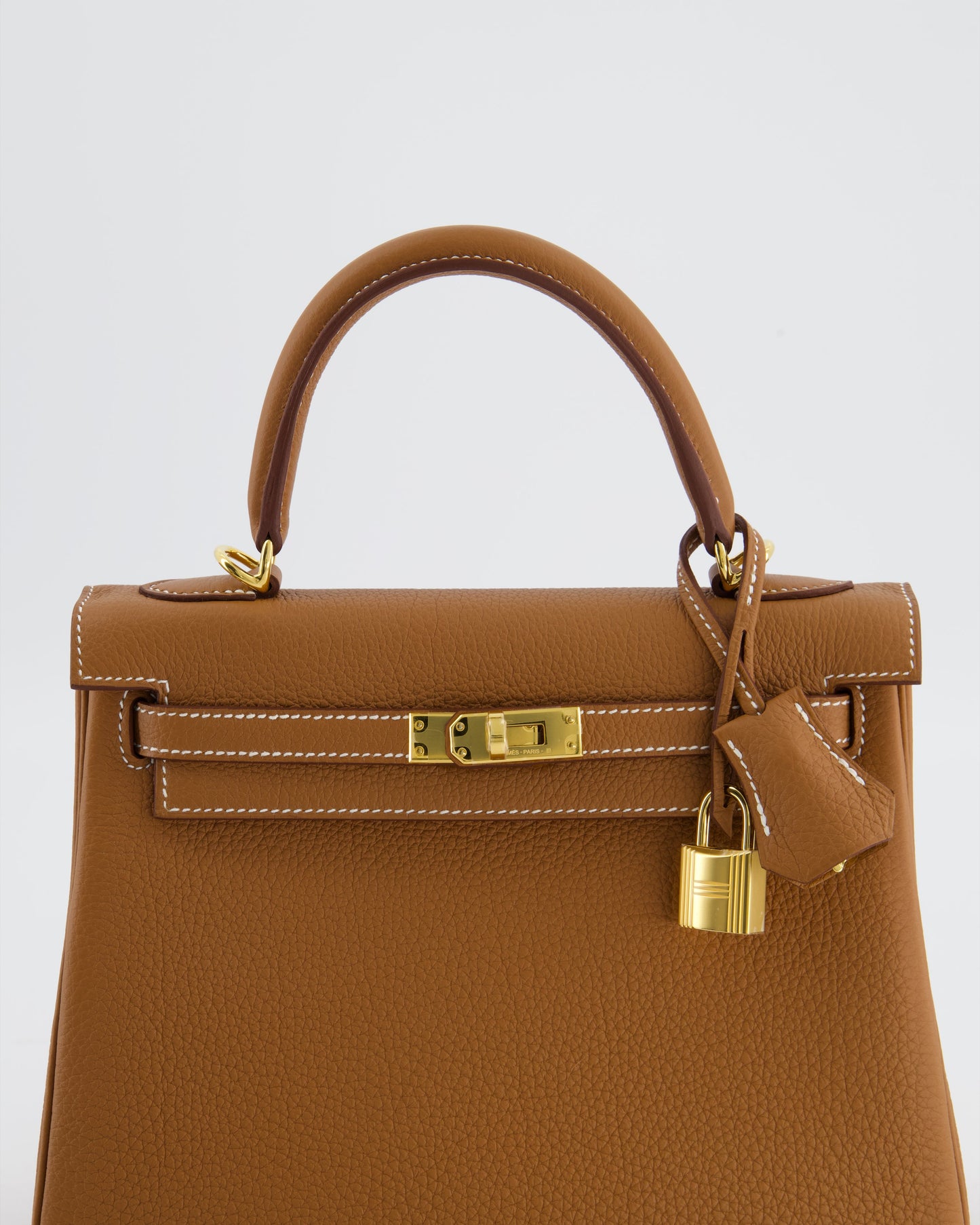 Hermes Kelly 25 Retourne Bag in Gold Togo Leather with Gold Hardware