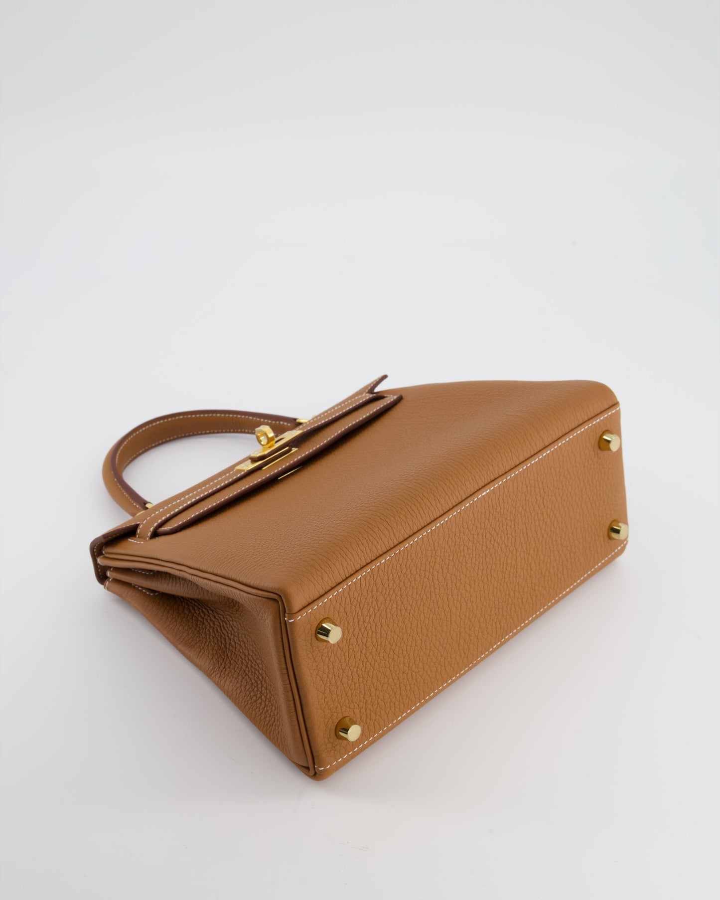 Hermes Kelly 25 Retourne Bag in Gold Togo Leather with Gold Hardware