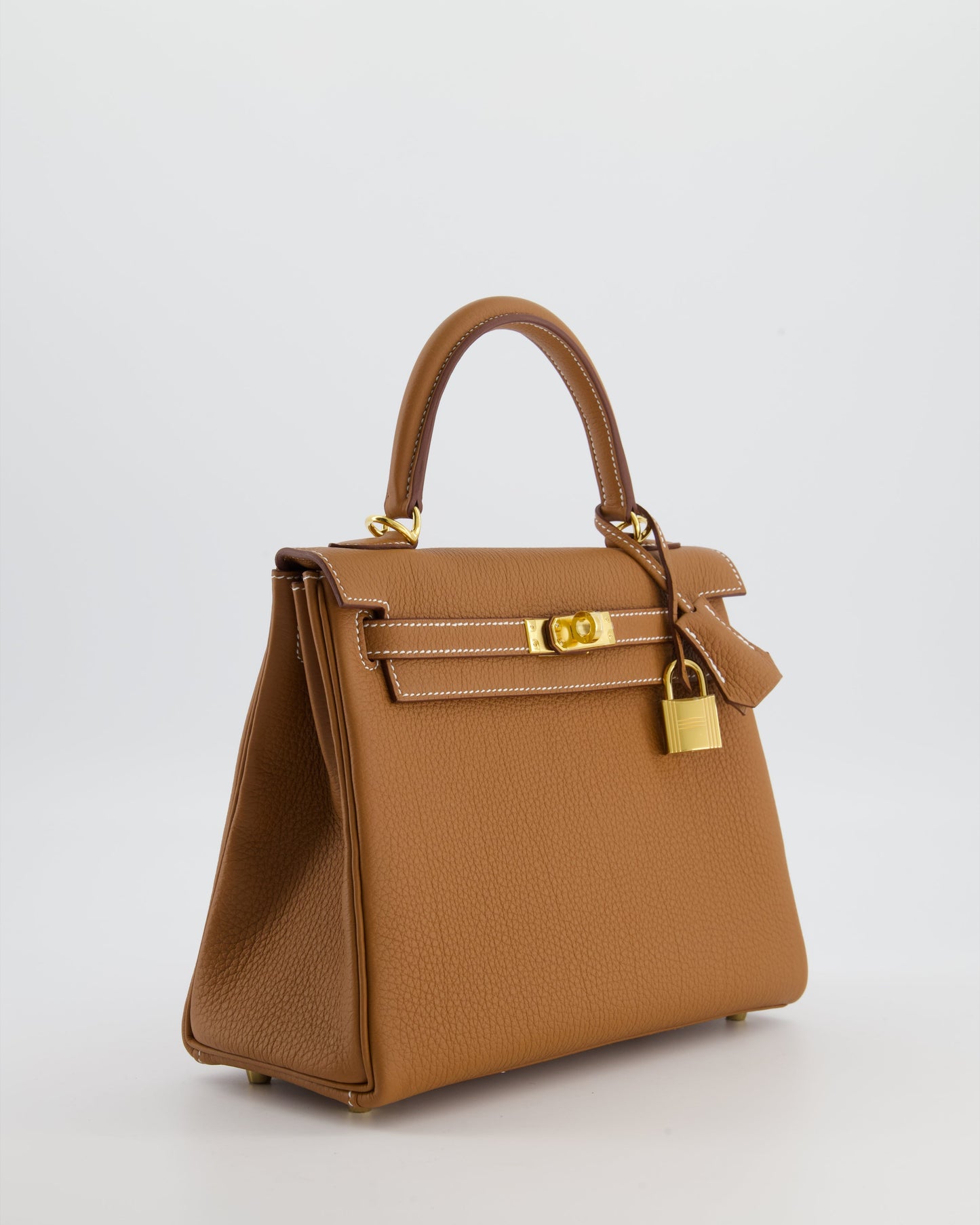 Hermes Kelly 25 Retourne Bag in Gold Togo Leather with Gold Hardware