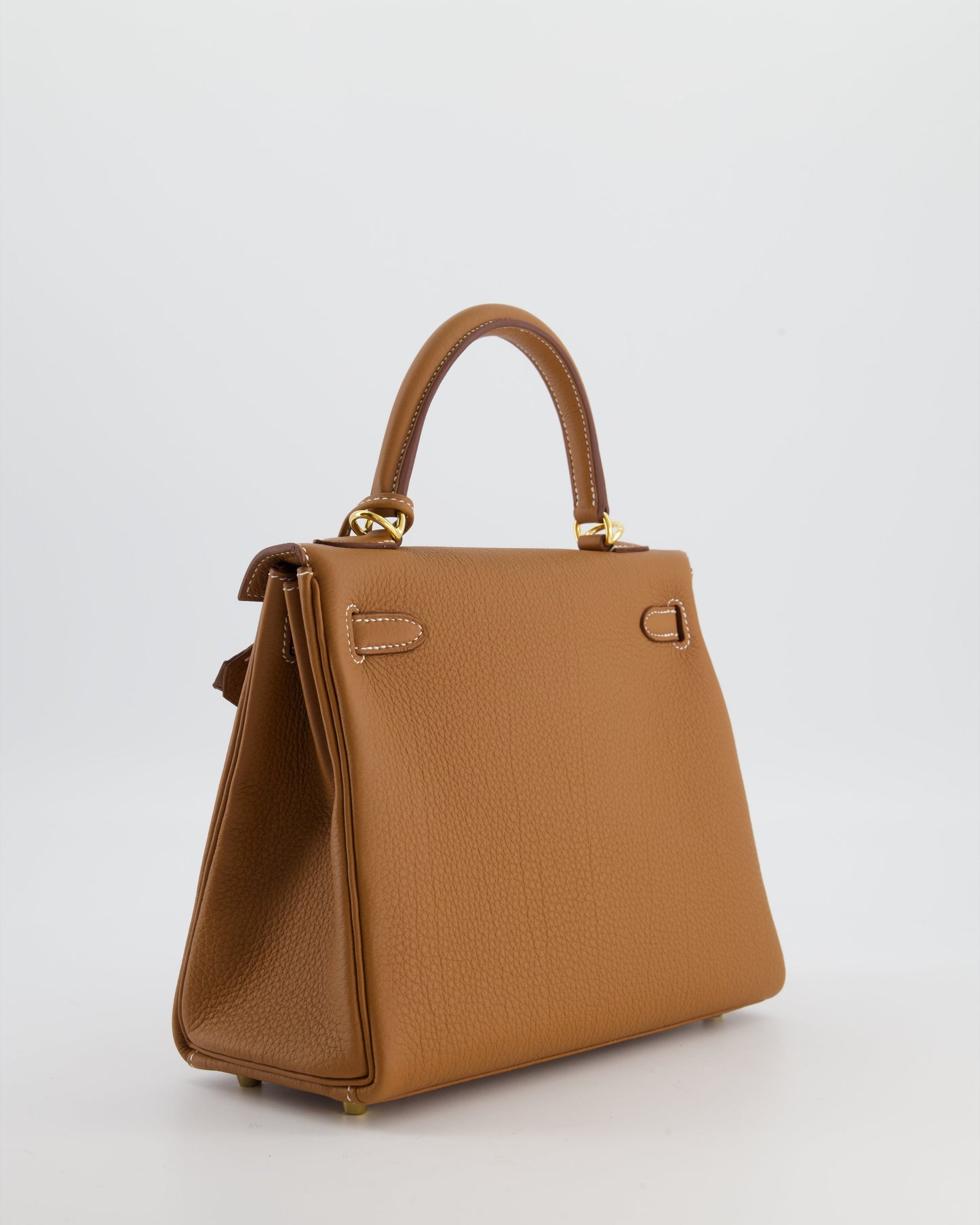 Hermes Kelly 25 Retourne Bag in Gold Togo Leather with Gold Hardware