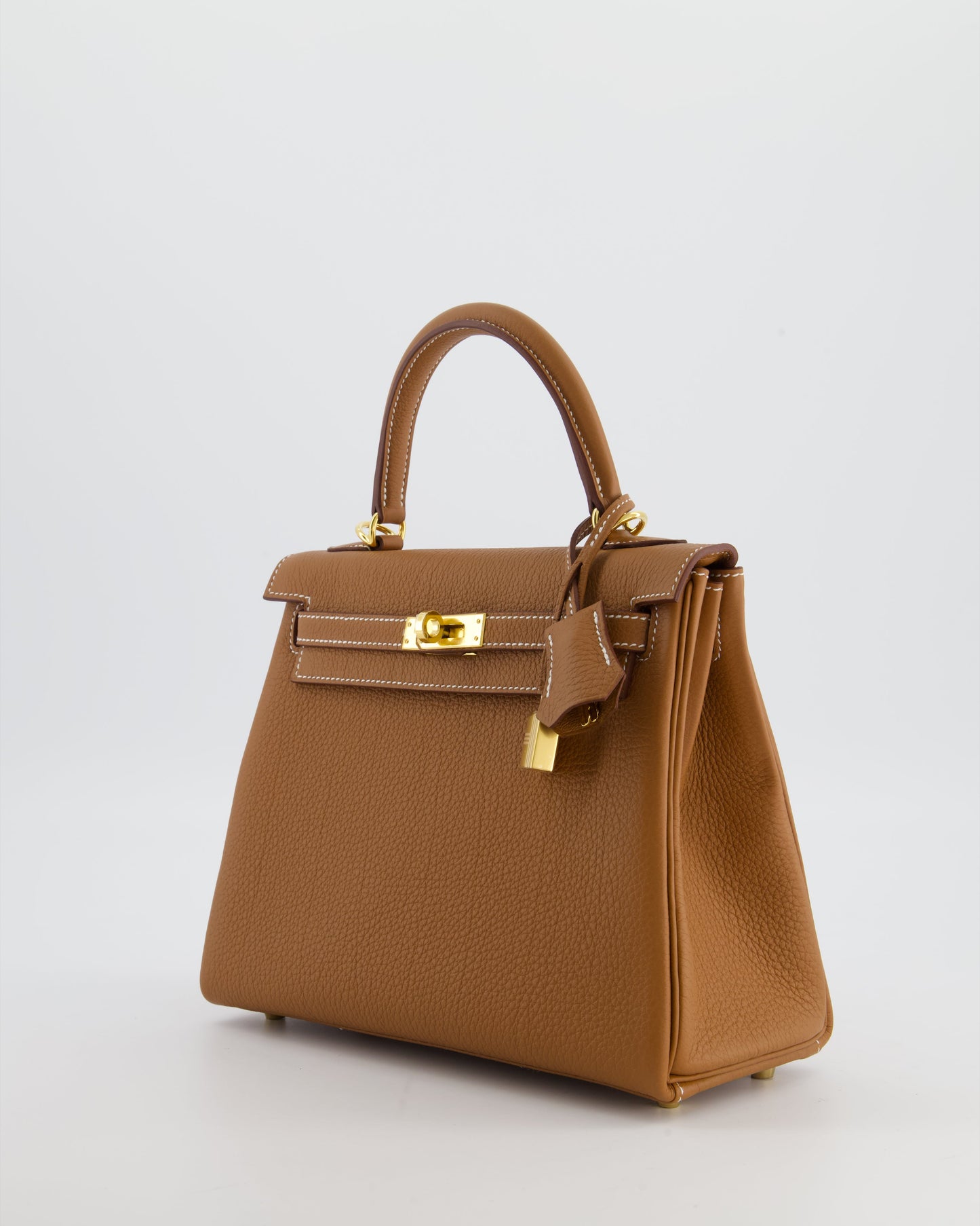 Hermes Kelly 25 Retourne Bag in Gold Togo Leather with Gold Hardware