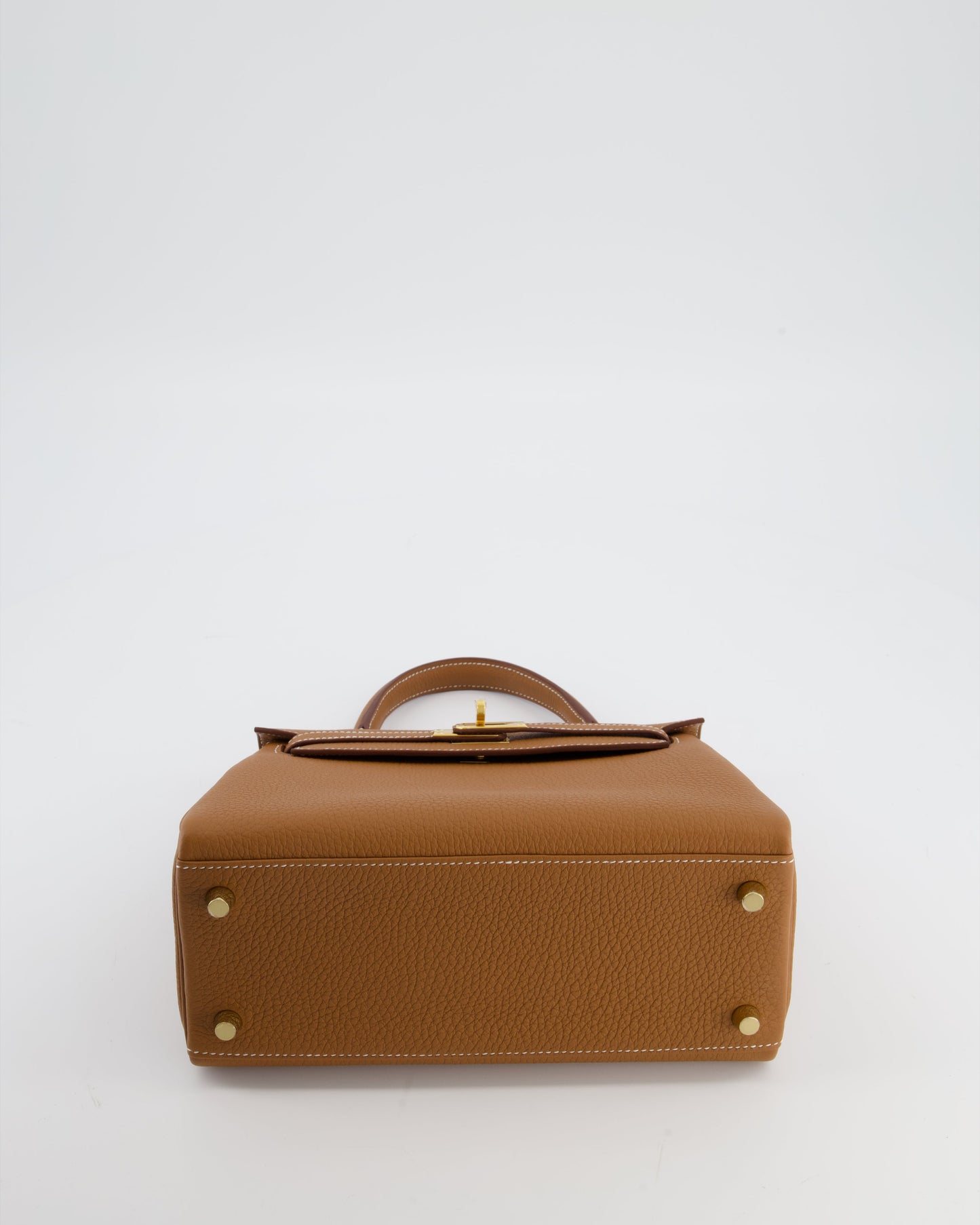 Hermes Kelly 25 Retourne Bag in Gold Togo Leather with Gold Hardware