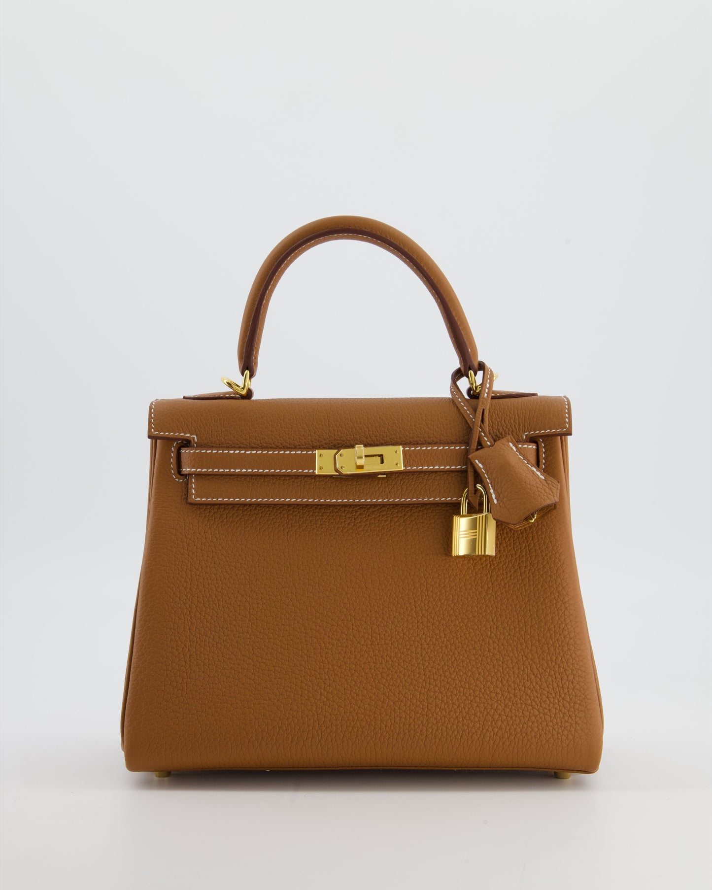 Hermes Kelly 25 Retourne Bag in Gold Togo Leather with Gold Hardware