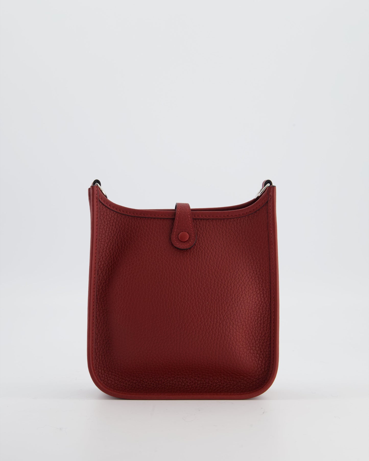 Hermes Mini Evelyne Bag in Rouge H in Clemence Leather with Palladium Hardware