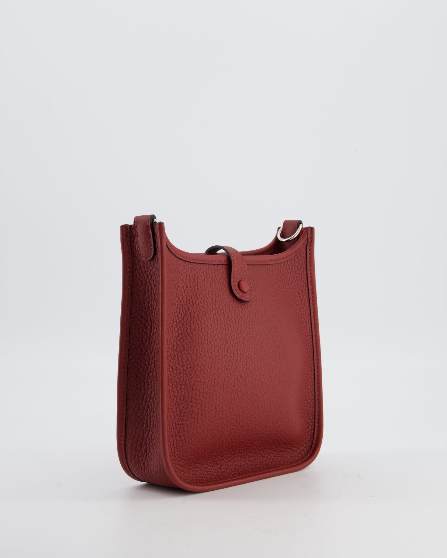 Hermes Mini Evelyne Bag in Rouge H in Clemence Leather with Palladium Hardware