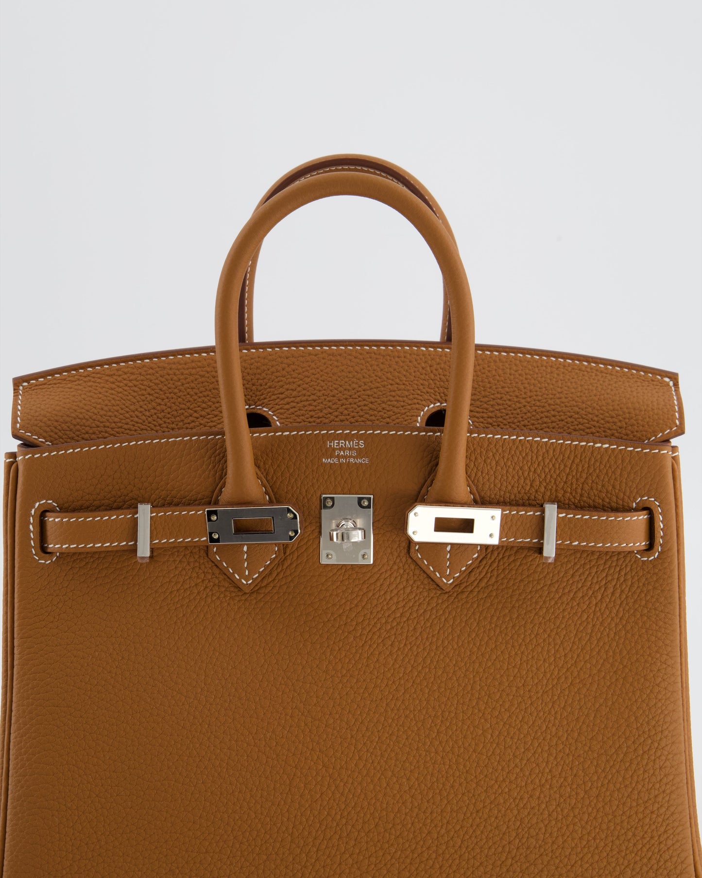 *HOT* Hermes Birkin 25 Retourne Bag in Gold Togo Leather with Palladium Hardware