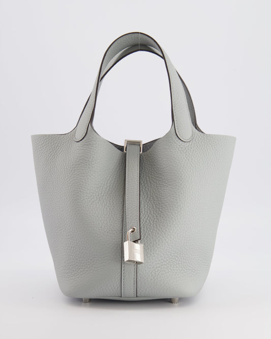 *HOT* Hermes Picotin Lock Bag 18cm in Bleu Glacier Clemence Leather with Palladium Hardware